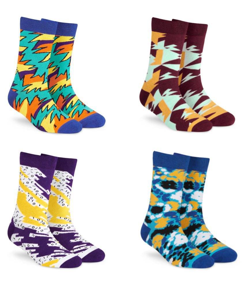     			Dynamocks Multi Casual Full Length Socks Pack of 4