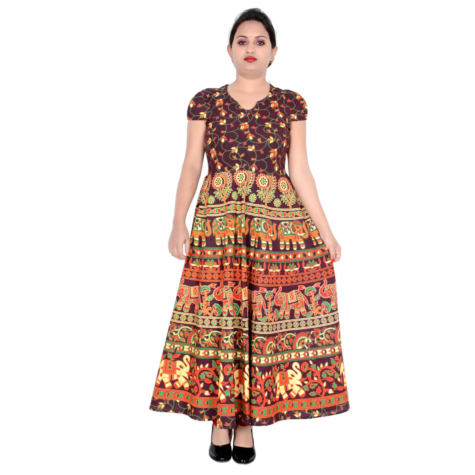 Sttoffa - Brown Cotton Women's Flared Kurti Sttoffa - Brown Cotton Women's Flared Kurti