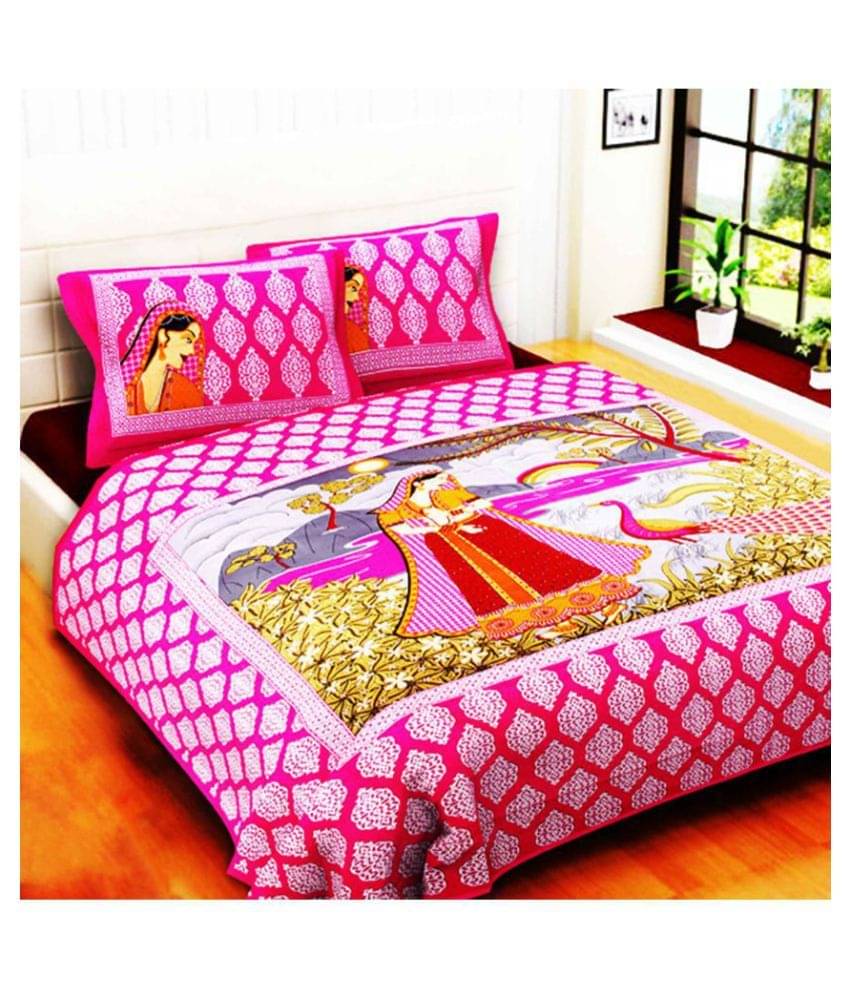     			Uniqchoice Cotton King Bedsheet ( Pink )