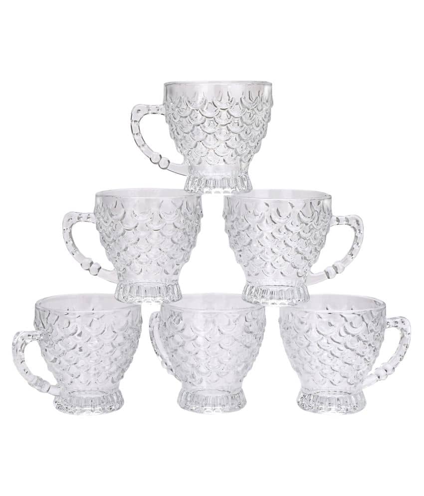 Somil Glass Tea Cup, Transparent, Pack Of 6, 130 ml