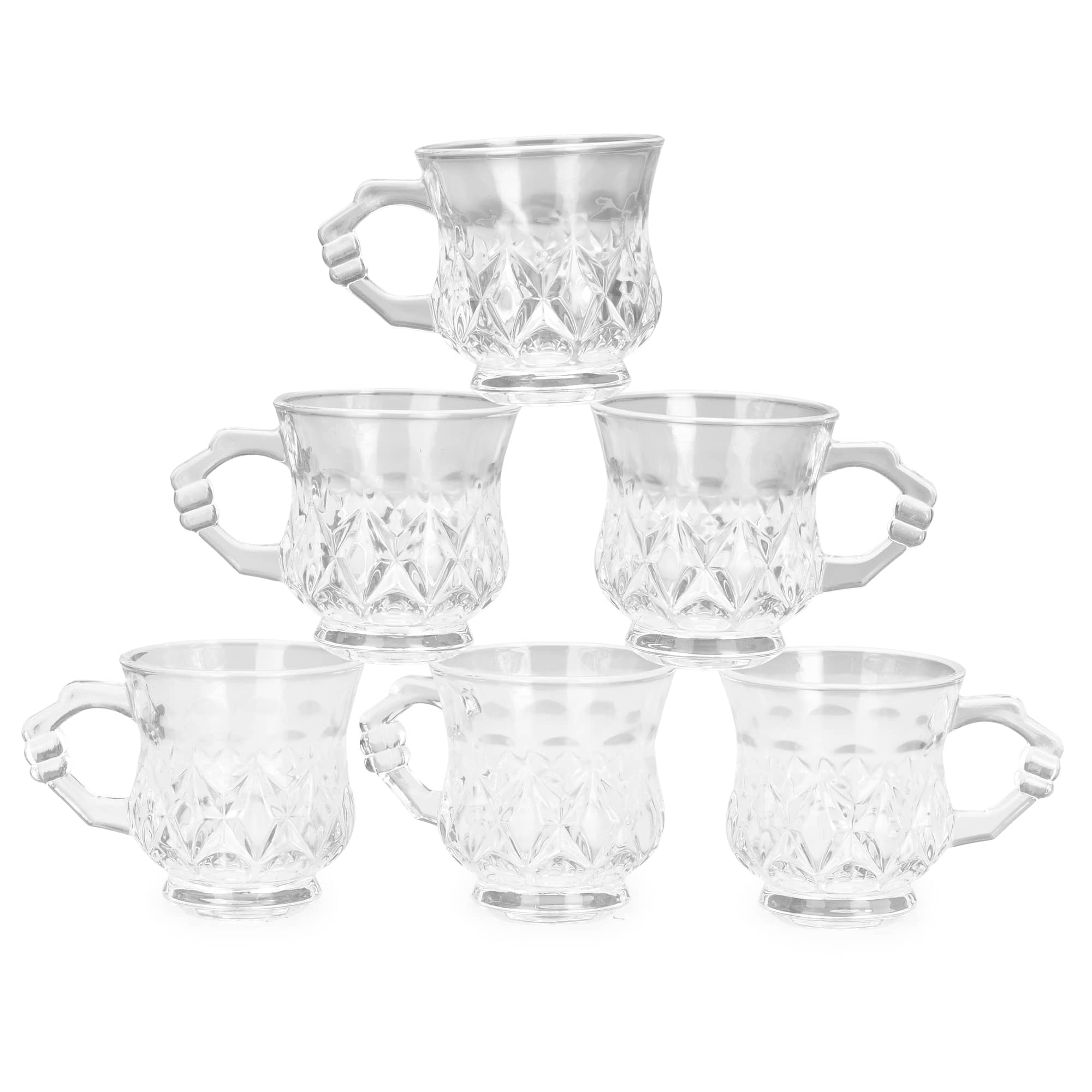 Somil Glass Tea Cup, Transparent, Pack Of 6, 80 ml
