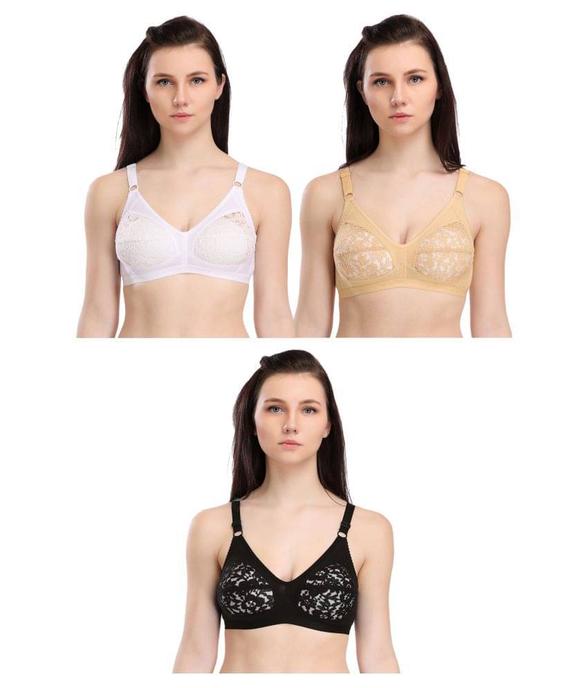 Selfcare Pack of 3 Net/Mesh Non Padded Women's T-Shirt Bra ( Multi Color ) Selfcare Pack of 3 Net/Mesh Non Padded Women's T-Shirt Bra ( Multi Color )