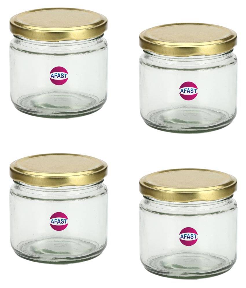     			Somil Glass Container, Transparent, Pack Of 4, 300 ml