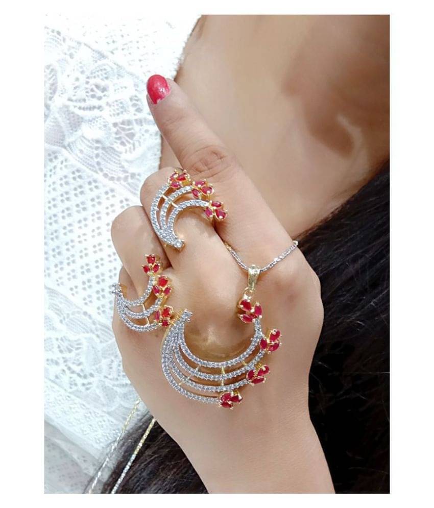     			Navya Colelctions American Diamond Designer Pendant Set for Woman/Girls