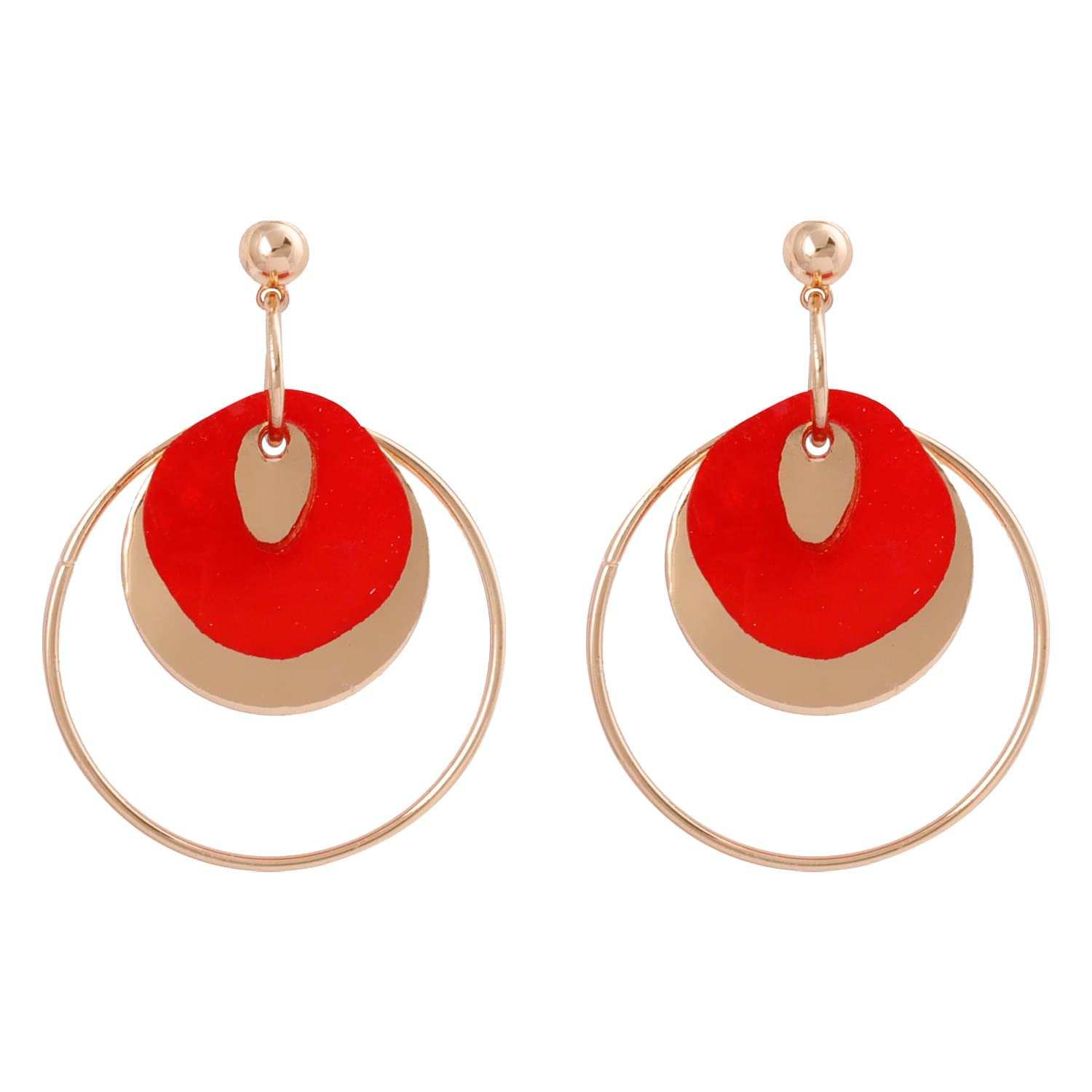     			Silver Shine Classic Golden Round White Stone Earrings for Women.