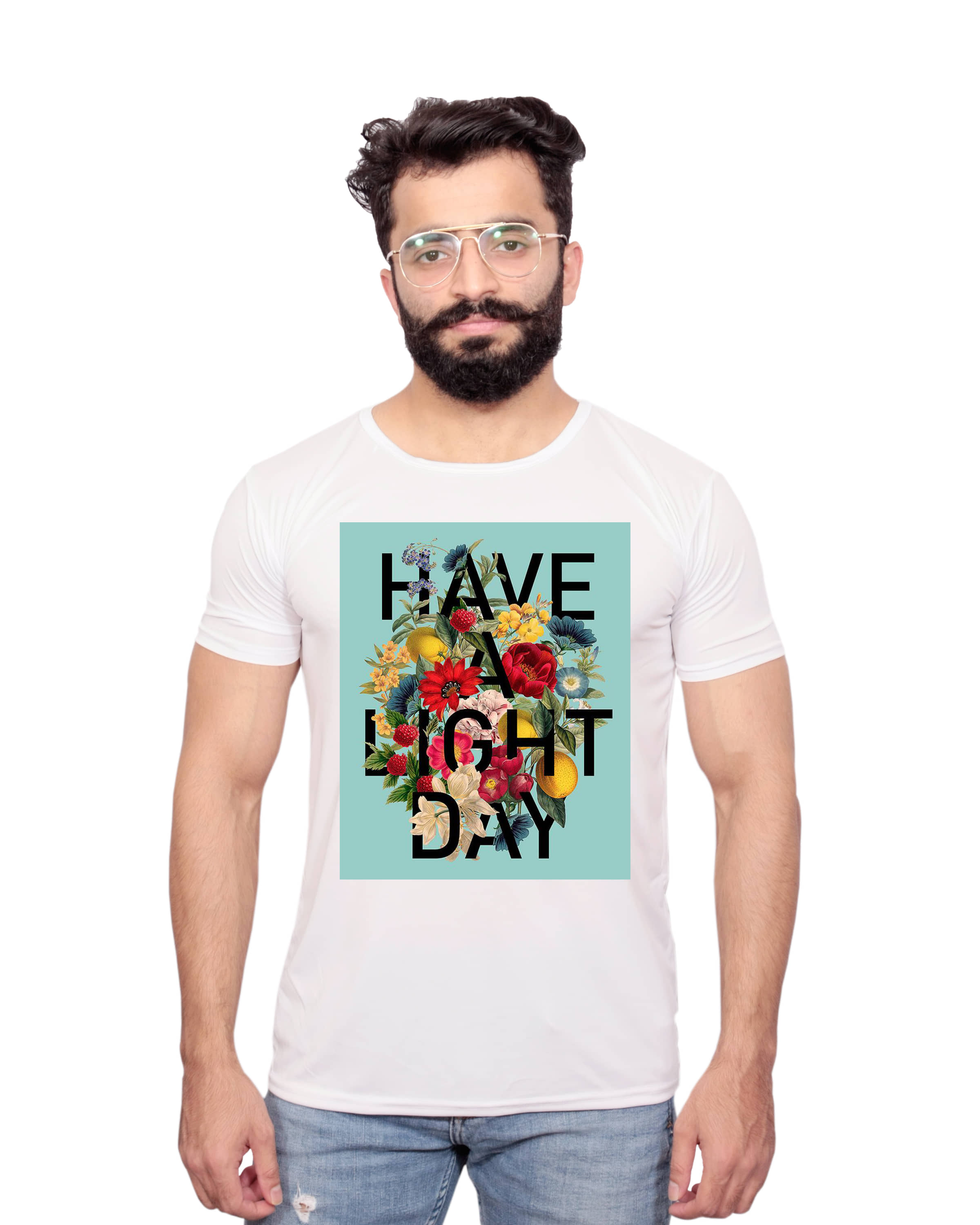 Nityanand Enterprises White Cotton Blend T-Shirt