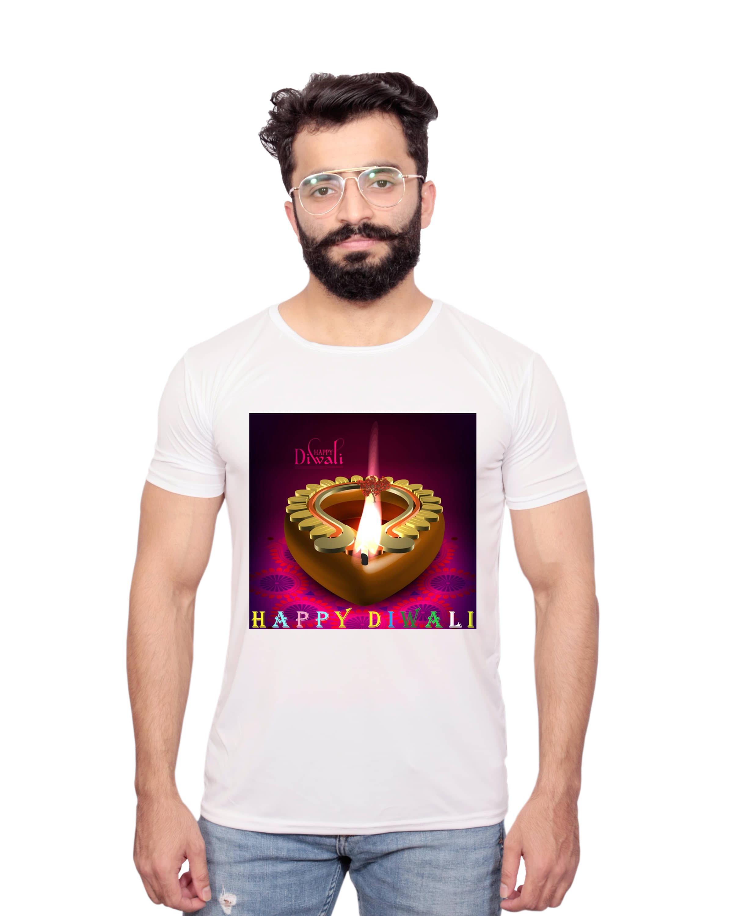 Nityanand Enterprises White Cotton Blend T-Shirt