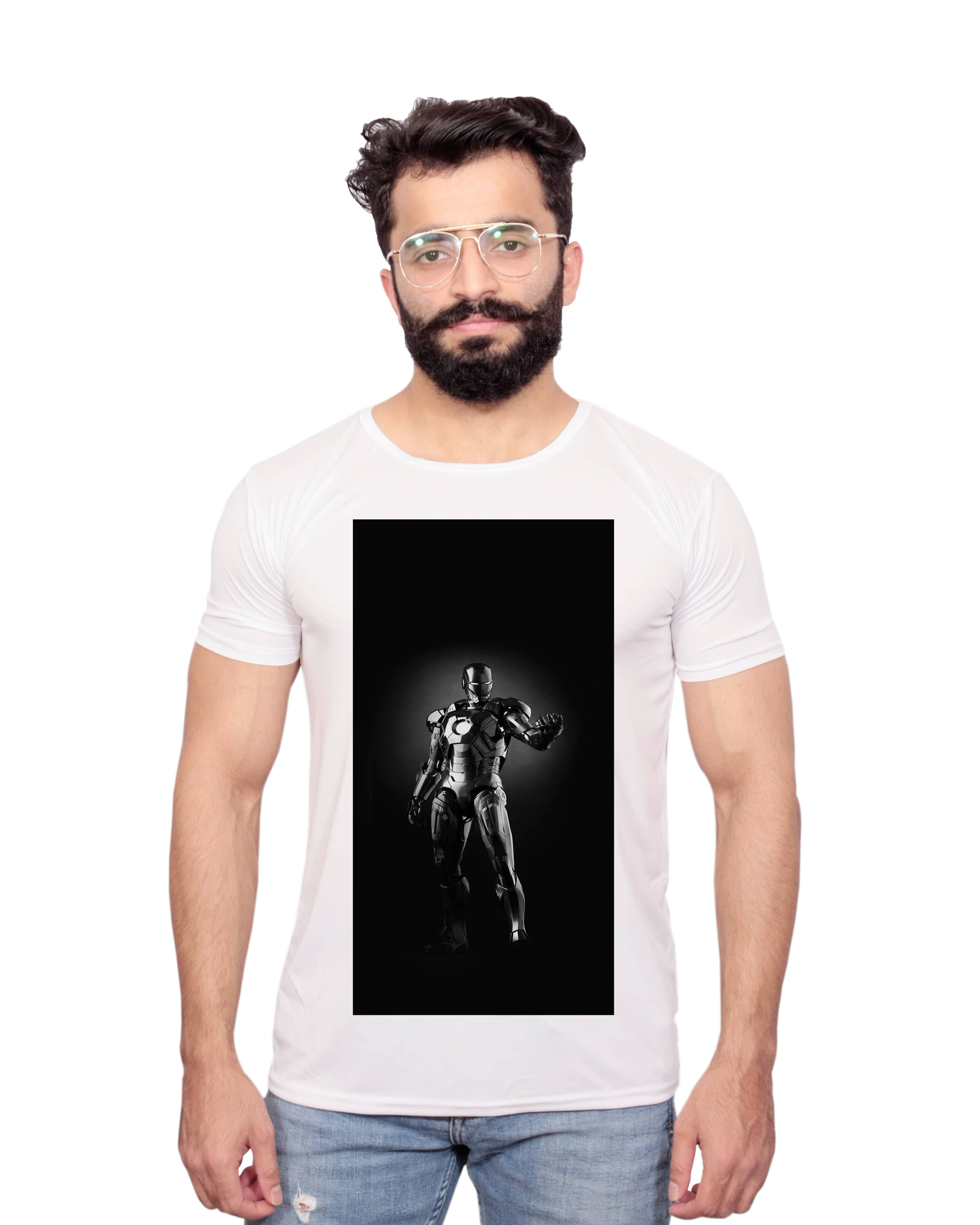 Nityanand Enterprises White Cotton Blend T-Shirt