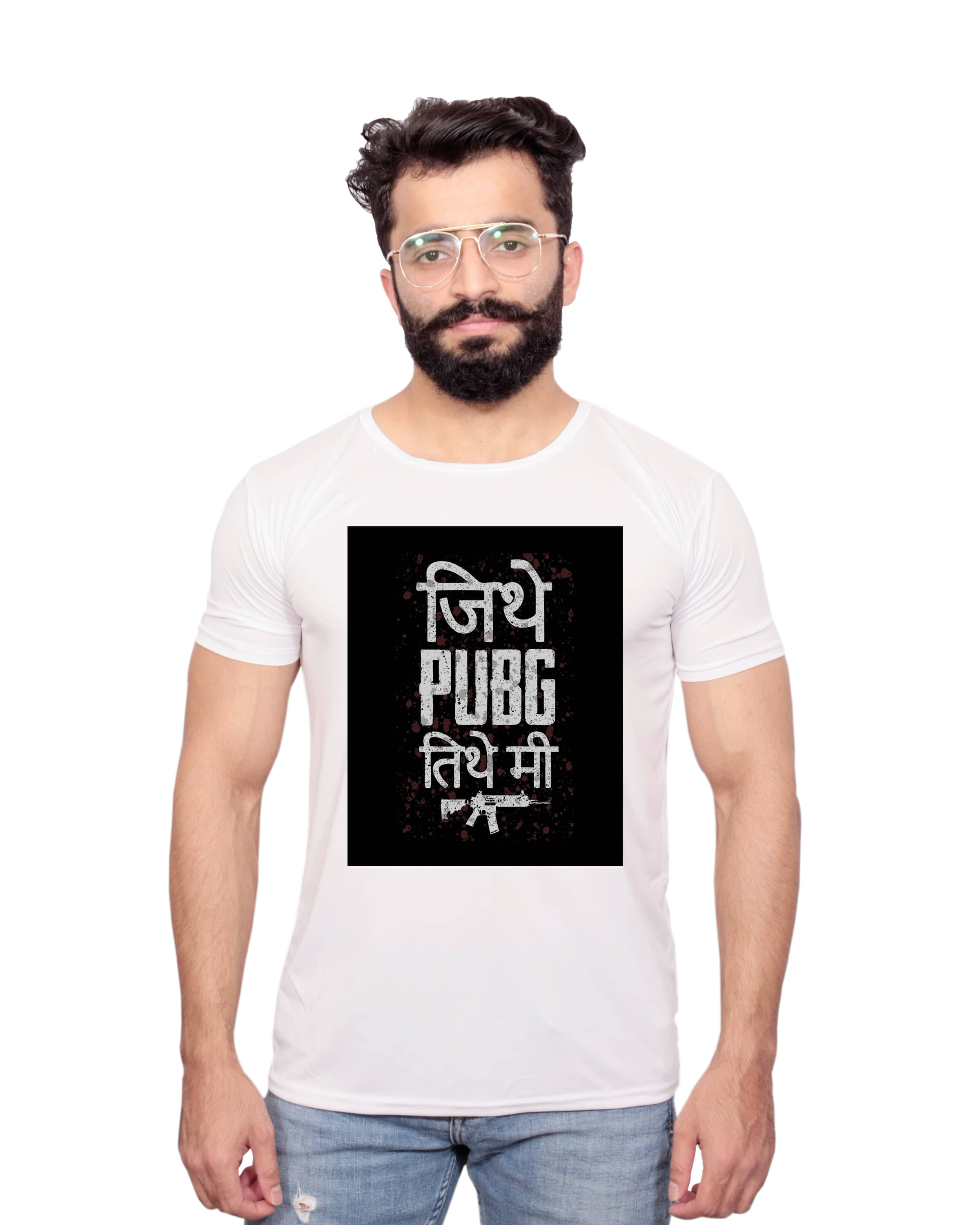 Nityanand Enterprises White Cotton Blend T-Shirt