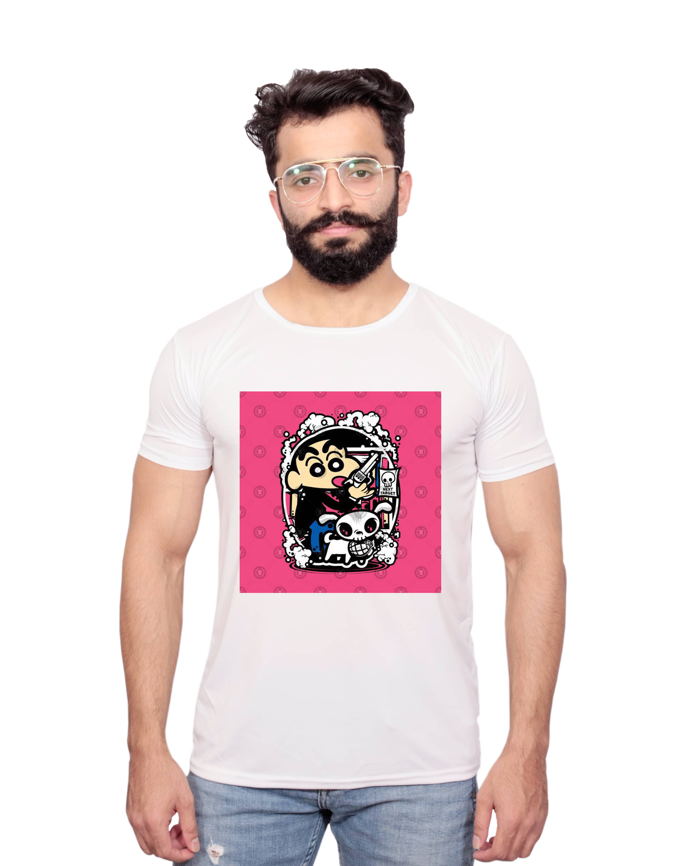 Nityanand Enterprises White Cotton Blend T-Shirt