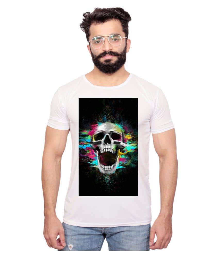 Nityanand Enterprises White Cotton Blend T-Shirt