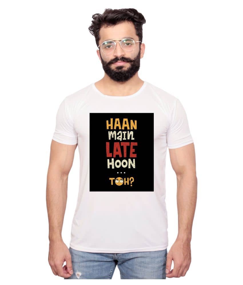 Nityanand Enterprises White Cotton Blend T-Shirt