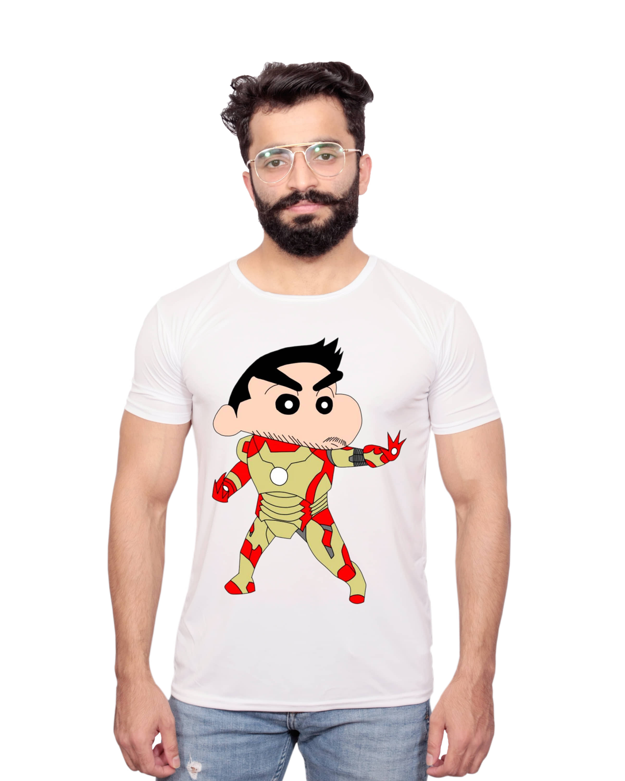 Nityanand Enterprises White Cotton Blend T-Shirt