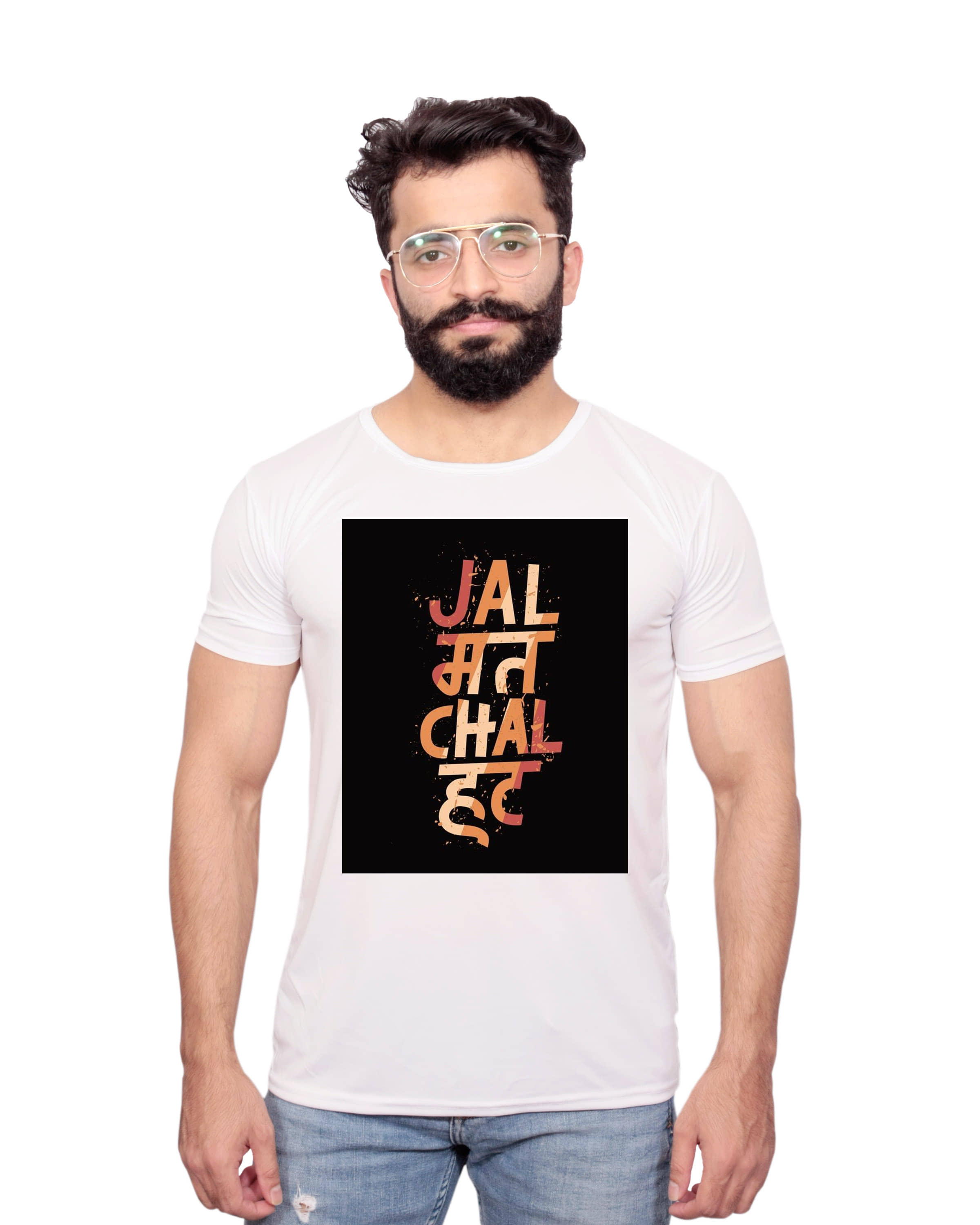Nityanand Enterprises White Cotton Blend T-Shirt