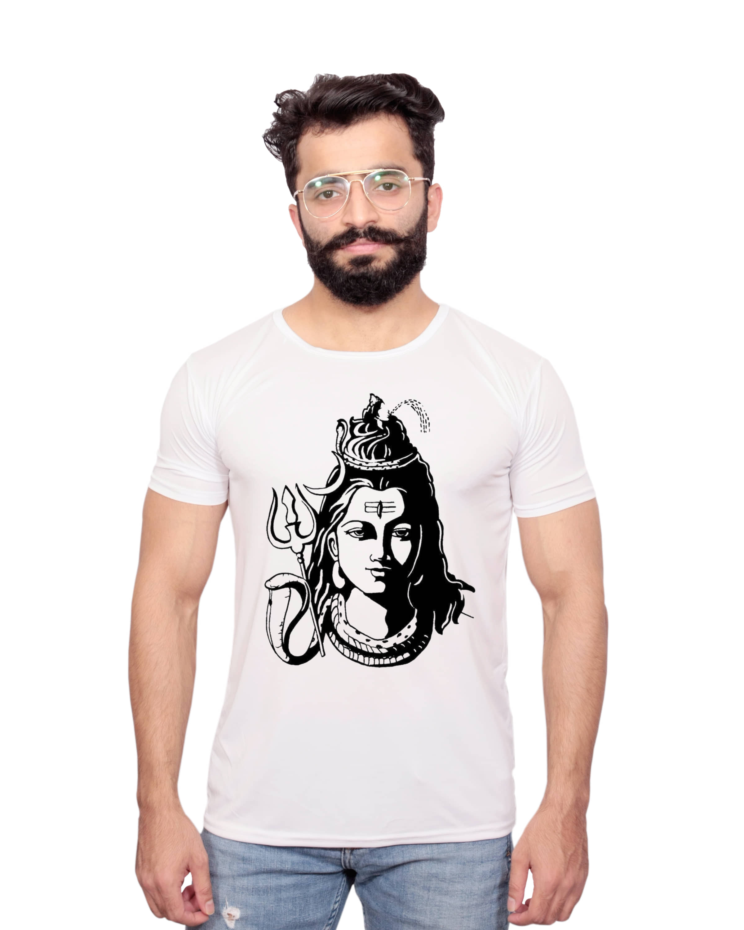 Nityanand Enterprises White Cotton Blend T-Shirt