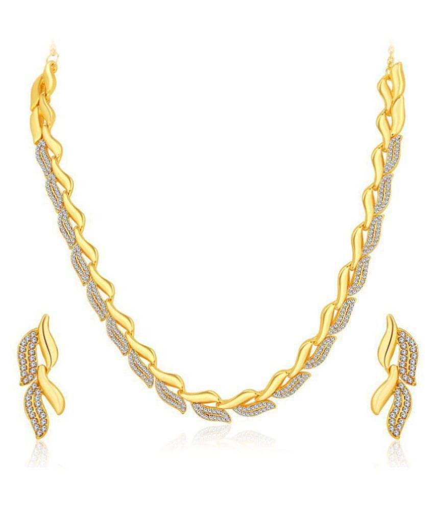 Sukkhi Alloy Golden Collar Contemporary/Fashion Gold Plated Necklaces Set Sukkhi Alloy Golden Collar Contemporary/Fashion Gold Plated Necklaces Set