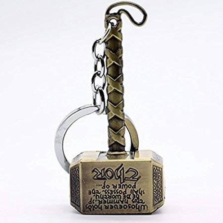     			ZYZTA Marvel Avengers Superhero Thor Hammer Golden Key Chain