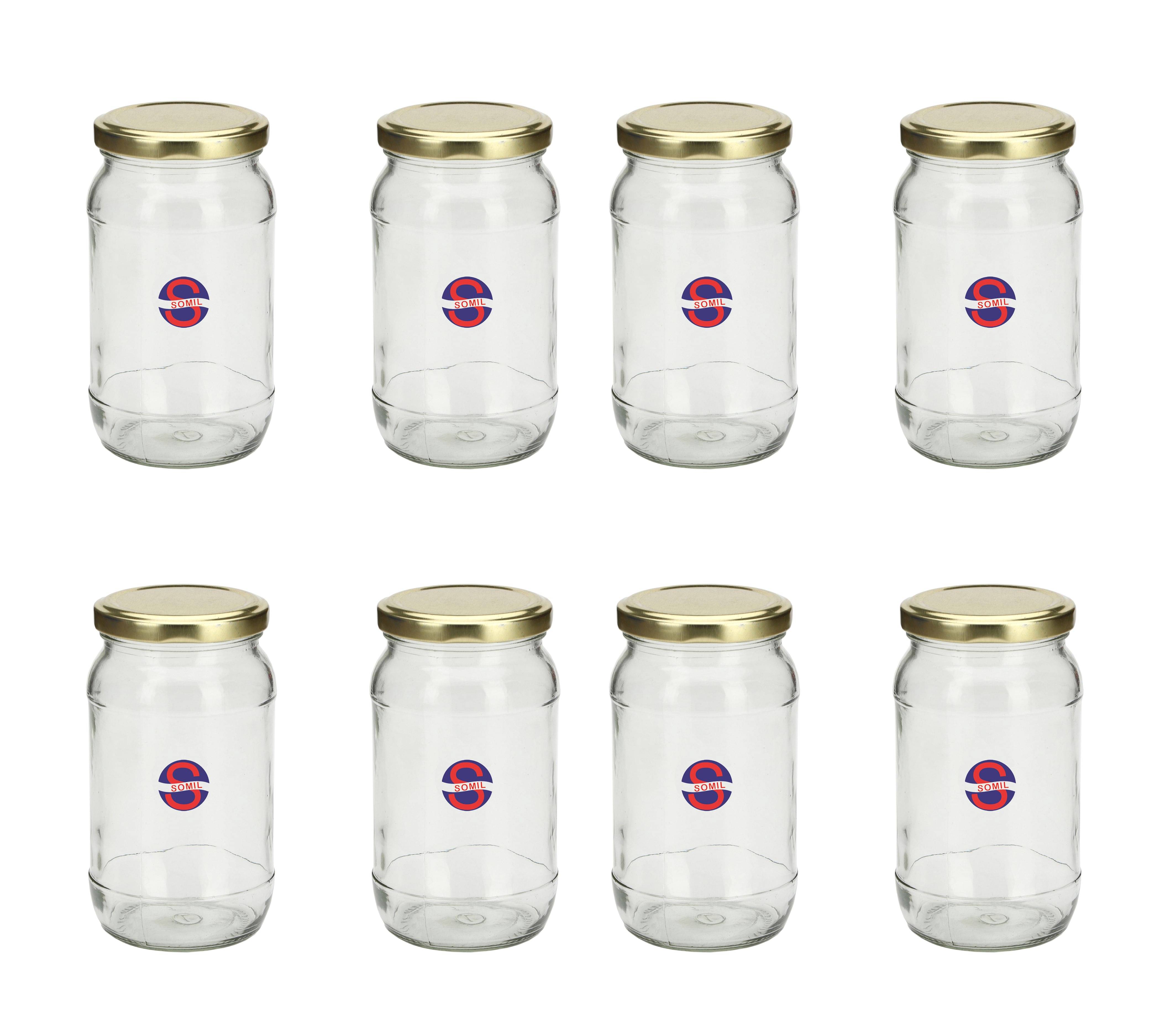     			Somil Glass Container, Transparent, Pack Of 8, 500 ml