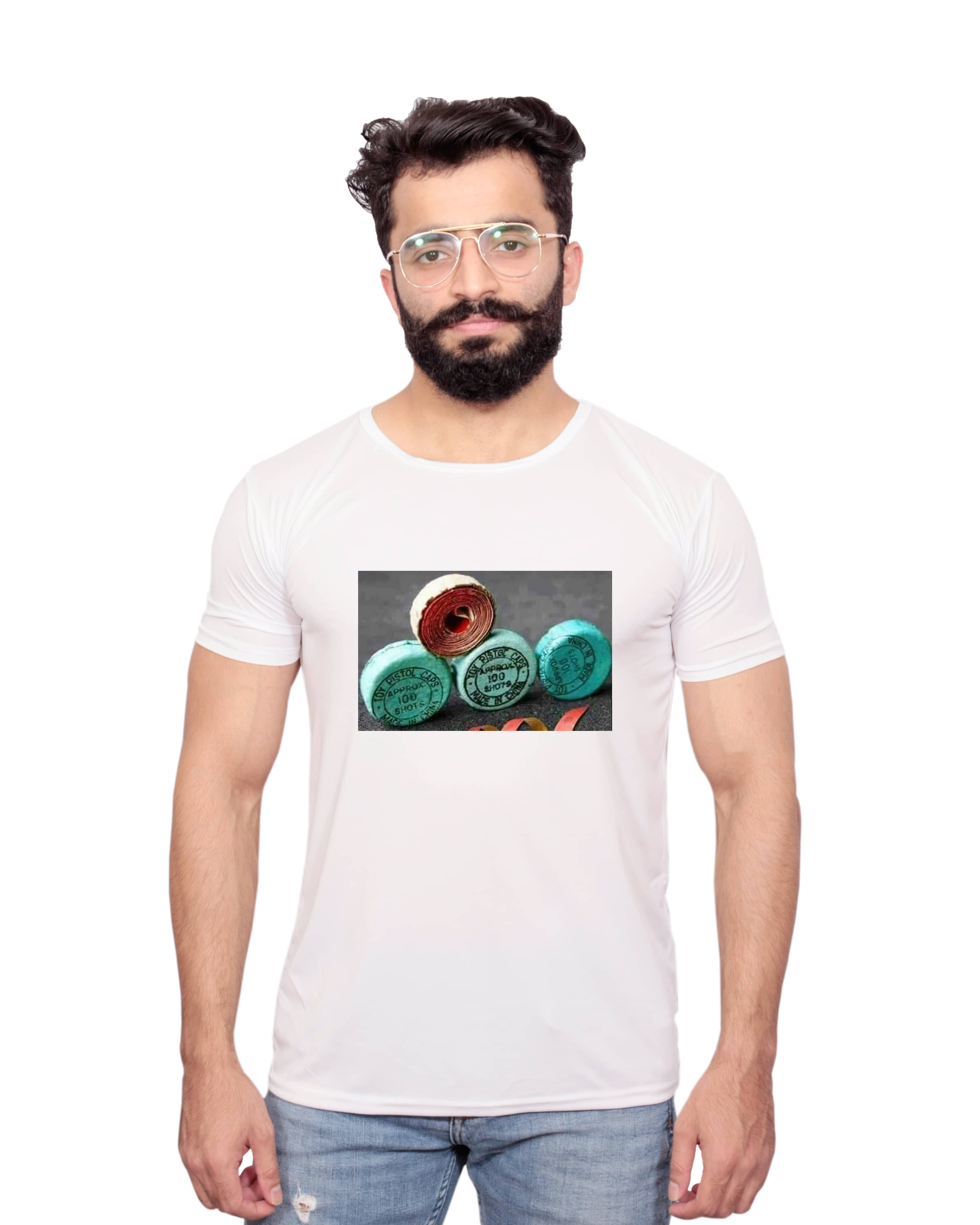 Nityanand Enterprises White Cotton Blend T-Shirt