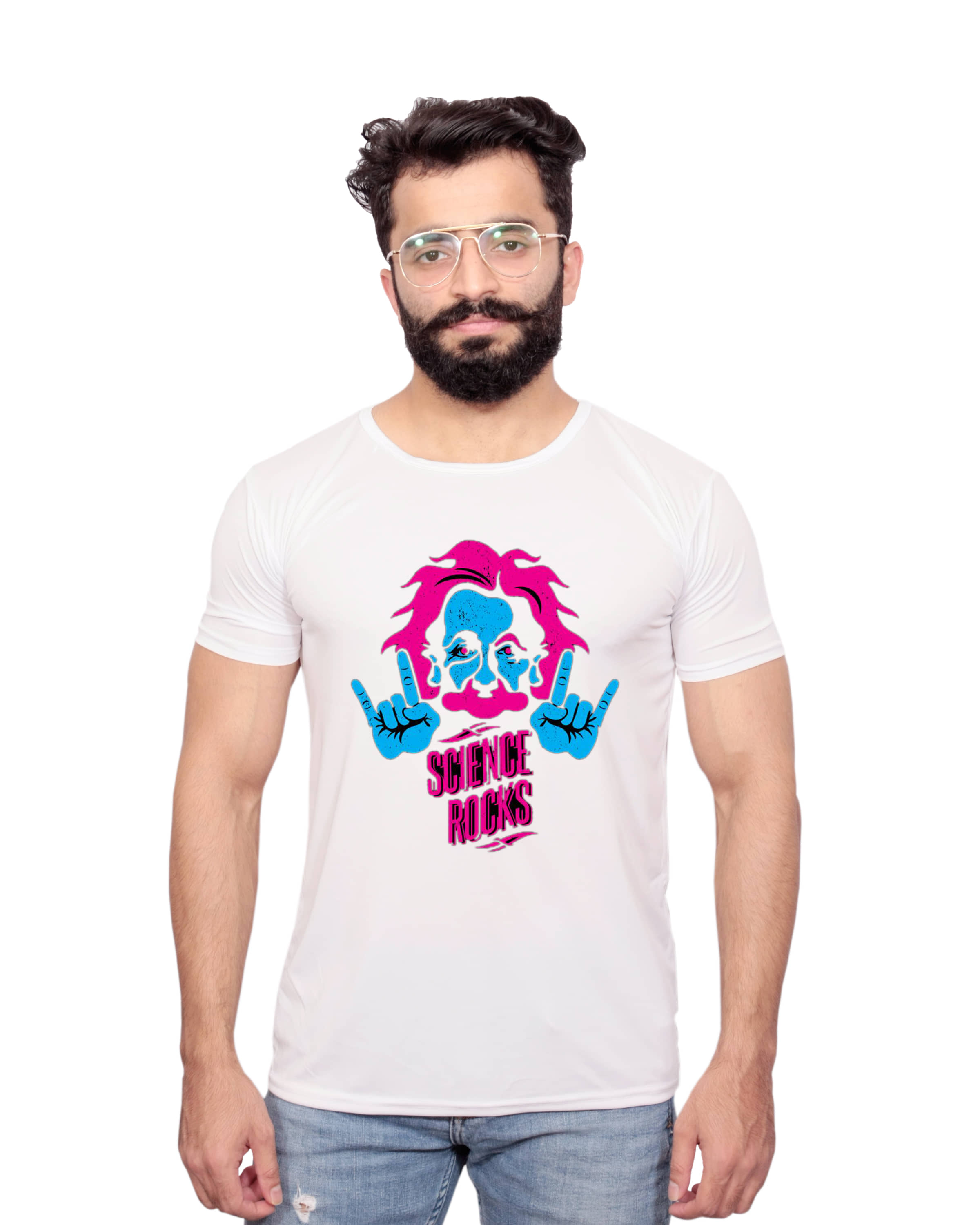 Nityanand Enterprises White Cotton Blend T-Shirt