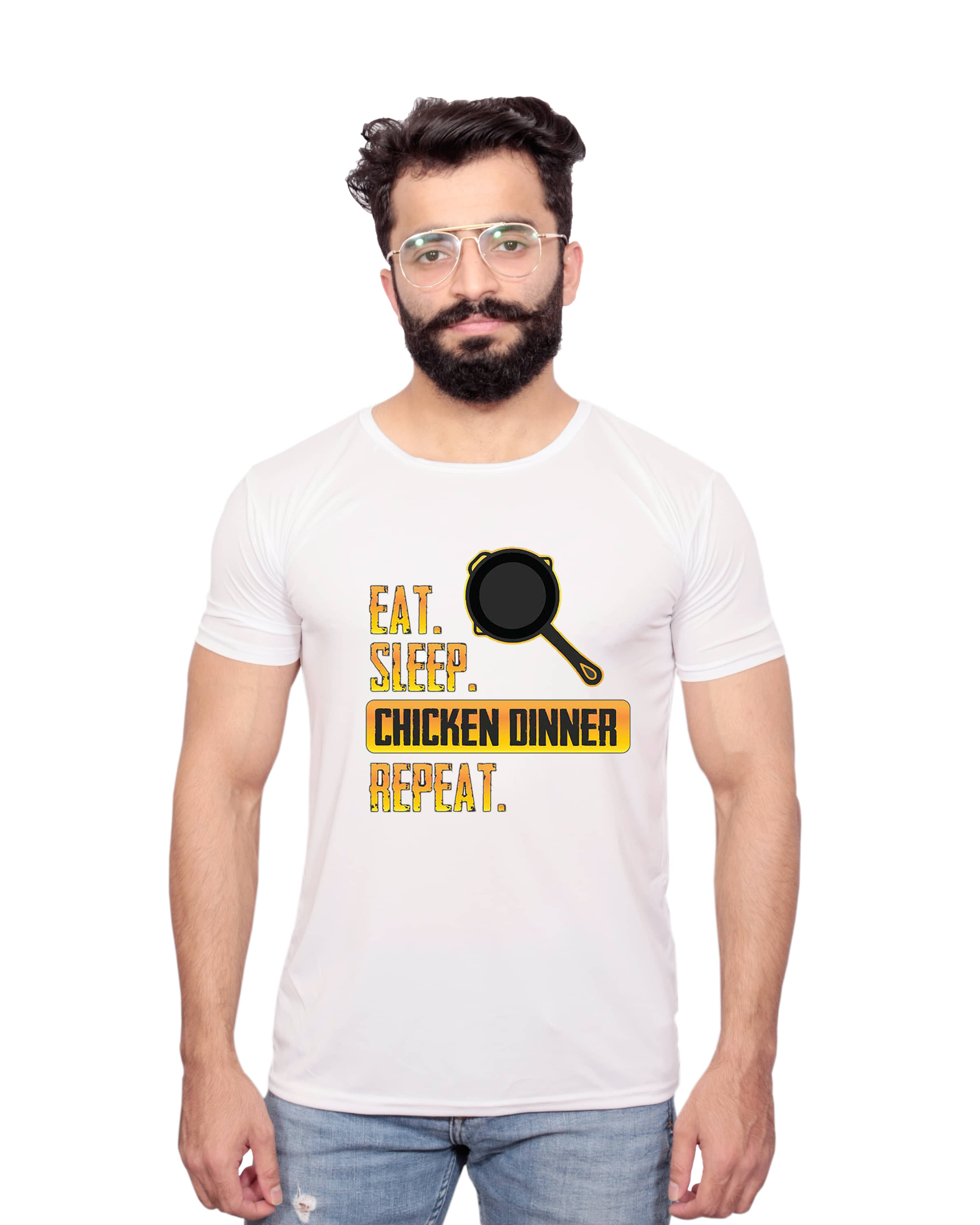 Nityanand Enterprises White Cotton Blend T-Shirt