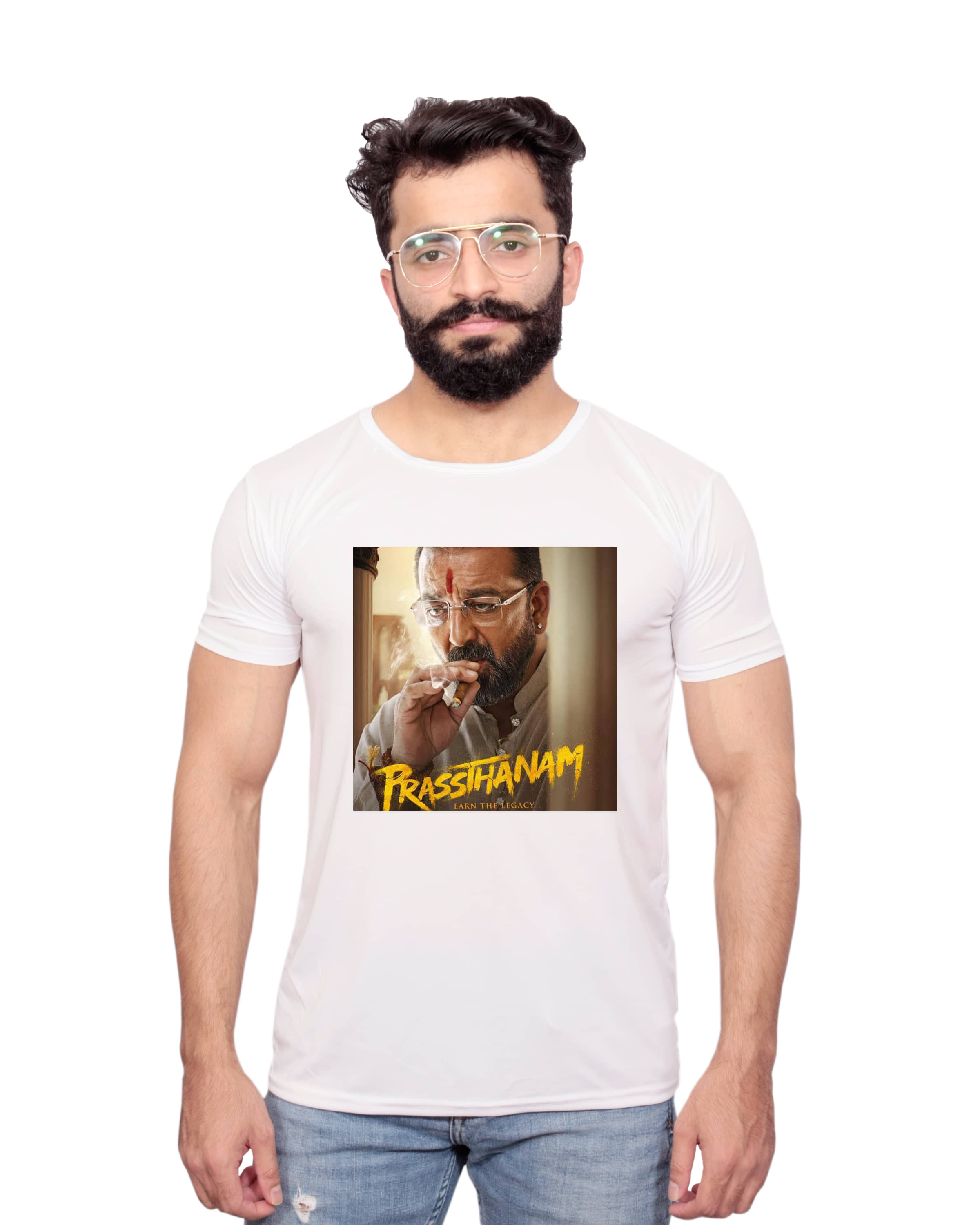 Nityanand Enterprises White Cotton Blend T-Shirt