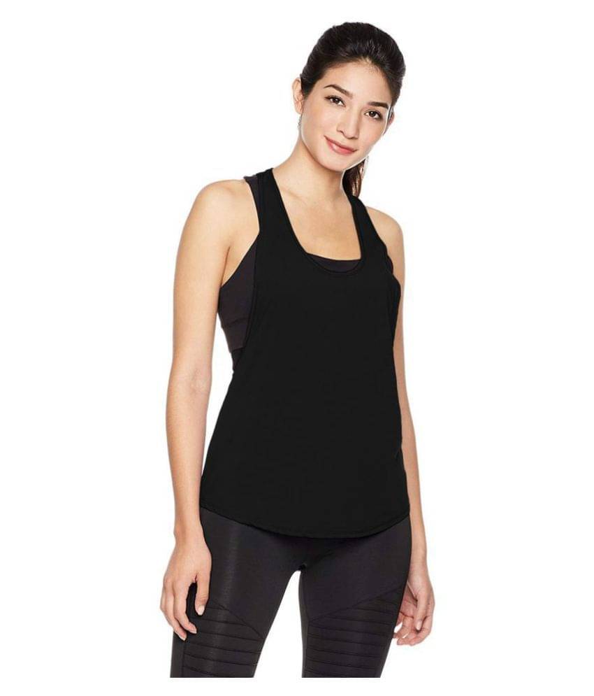 THE BLAZZE Cotton Tank Tops - Black     			THE BLAZZE Cotton Tank Tops - Black