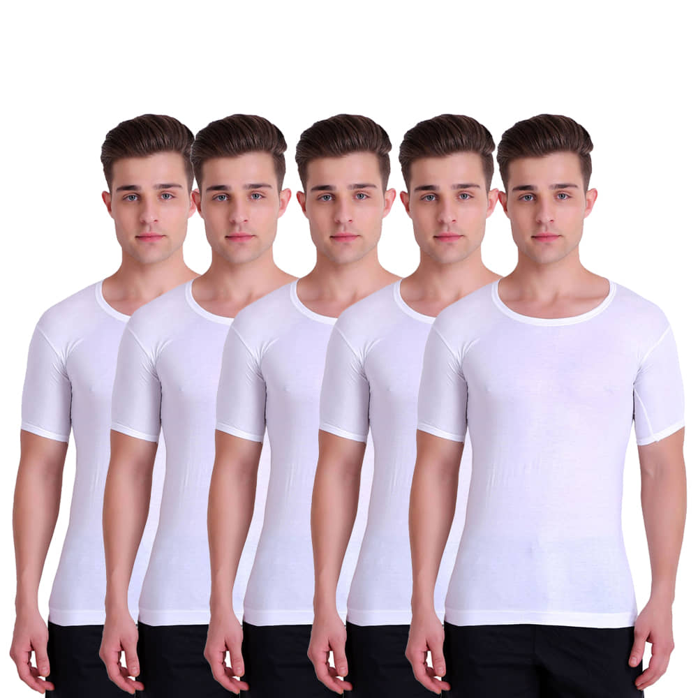 TT Pack of 5 Cotton Half Sleeve Vest For Men ( White ) - Nightwear & Loungewear | Buy online on ZillyBuy