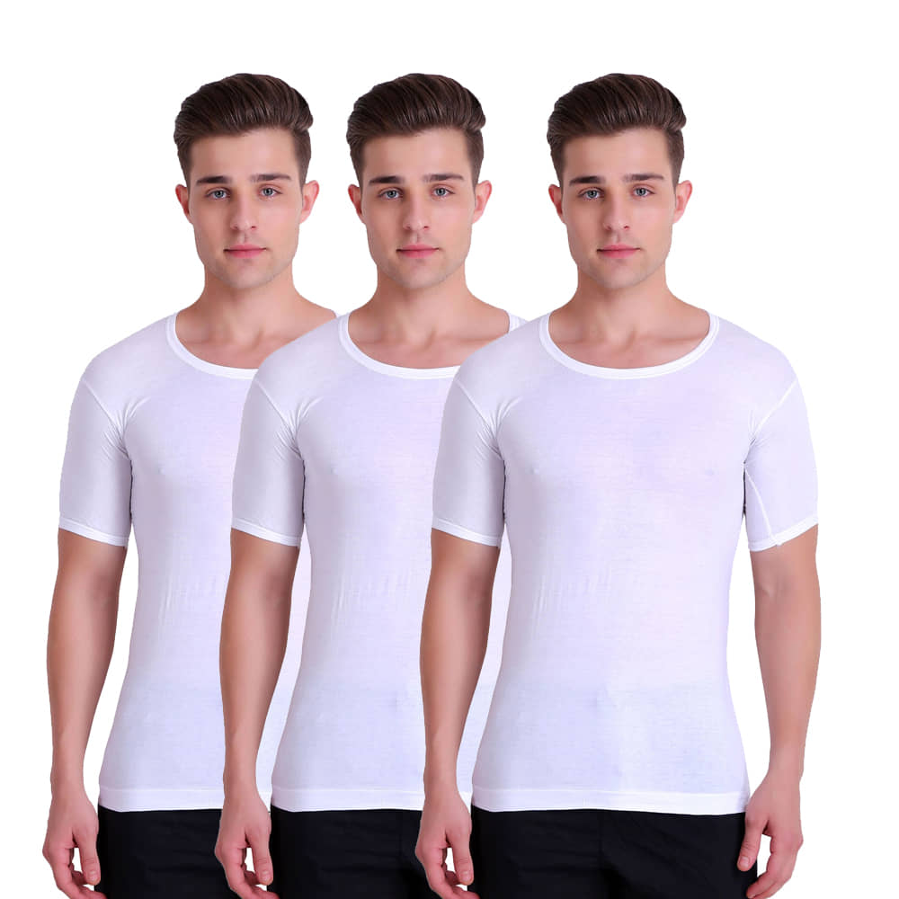 TT Pack of 3 Cotton Half Sleeve Vest For Men ( White ) - Nightwear & Loungewear | Buy online on ZillyBuy