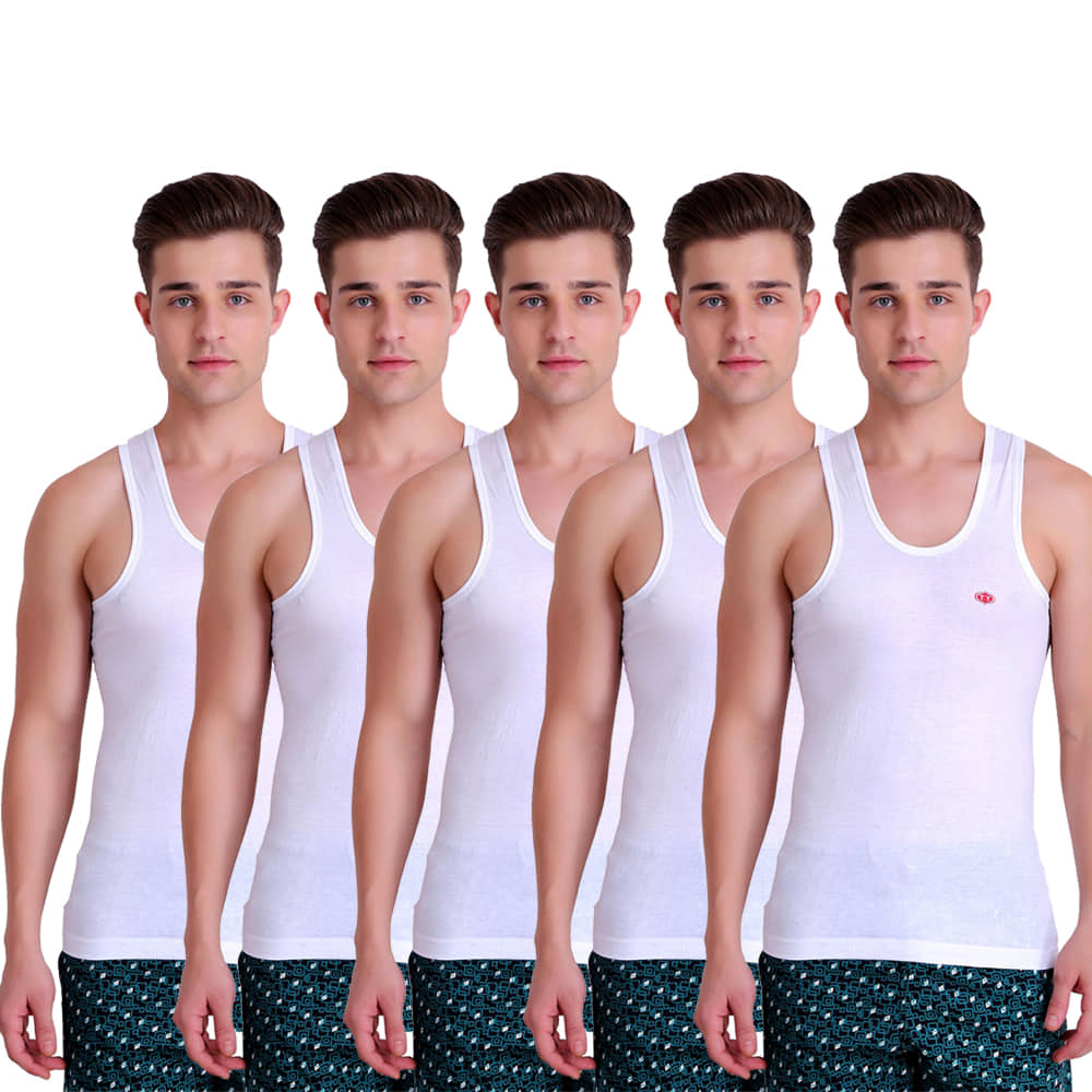 TT Pack of 5 Cotton Sleeveless Vest For Men ( White ) - Nightwear & Loungewear | Buy online on ZillyBuy
