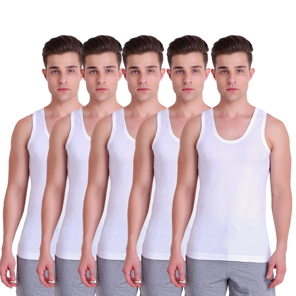 TT Pack of 5 Cotton Sleeveless Vest For Men ( White ) - Nightwear & Loungewear | Buy online on ZillyBuy