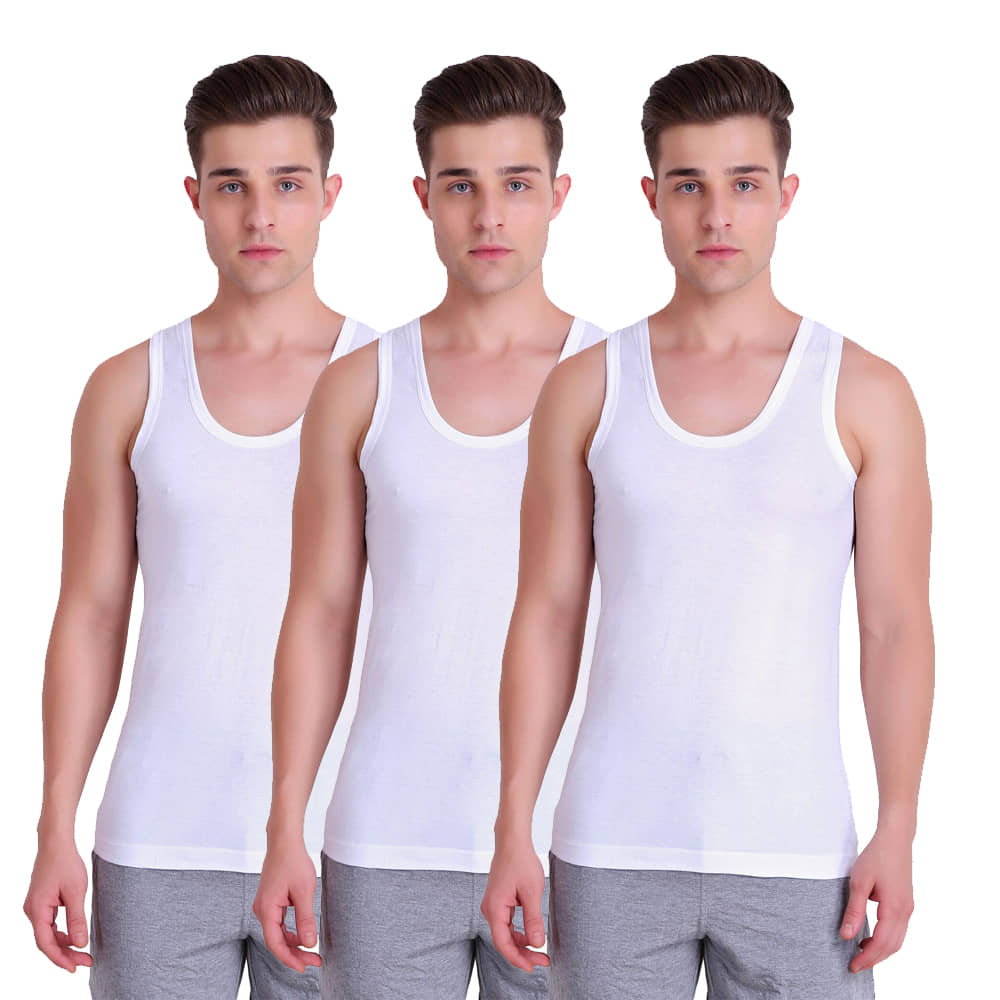 TT Pack of 3 Cotton Sleeveless Vest For Men ( White ) - Nightwear & Loungewear | Buy online on ZillyBuy