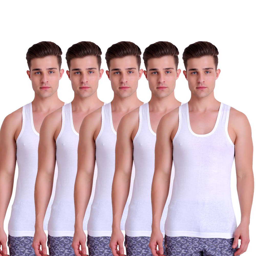     			TT Pack of 5 Cotton Sleeveless Vest For Men ( White )