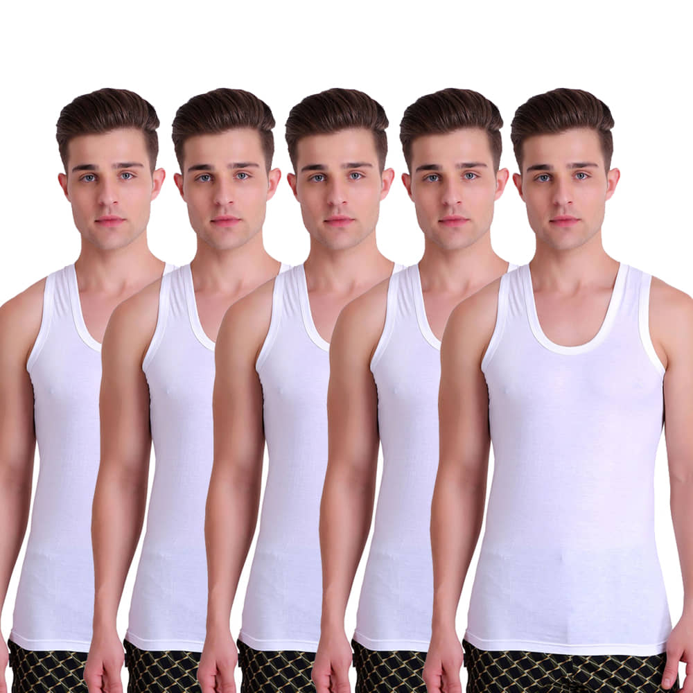 TT Pack of 5 Cotton Sleeveless Vest For Men ( White ) - Nightwear & Loungewear | Buy online on ZillyBuy