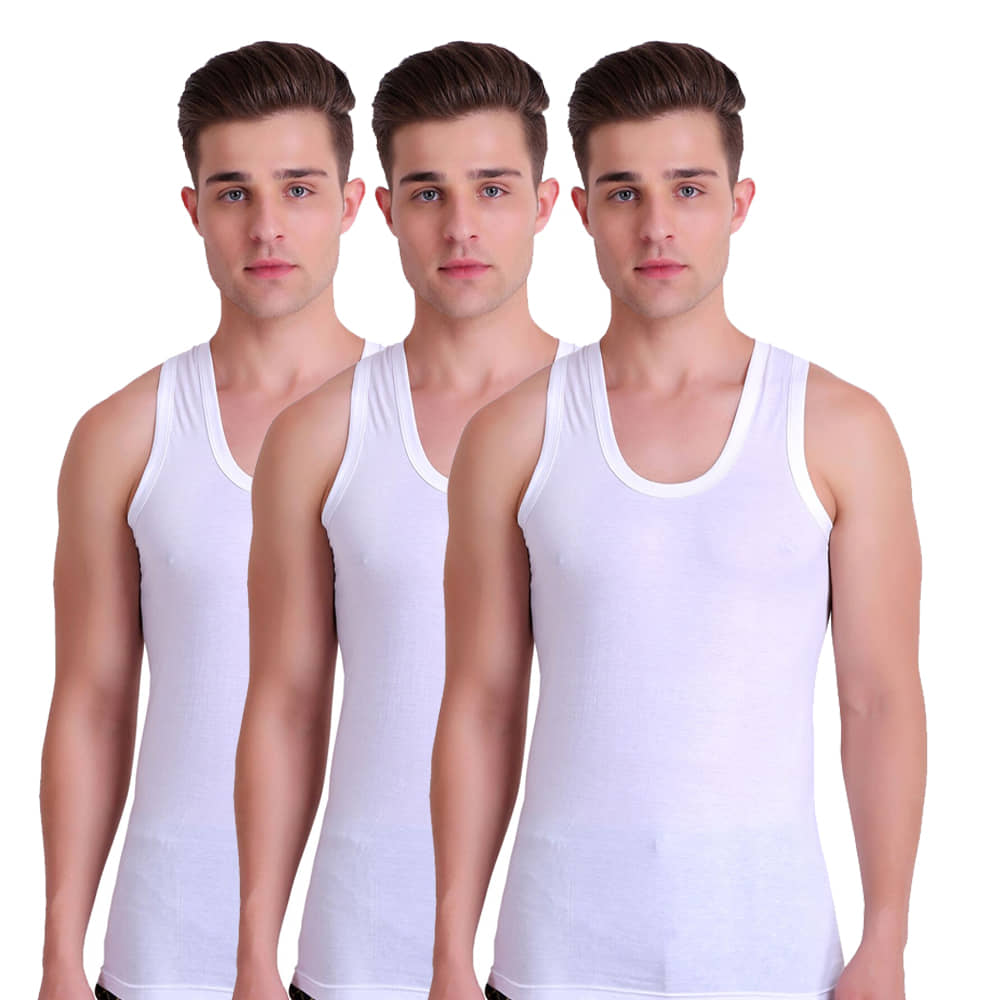 TT Pack of 3 Cotton Sleeveless Vest For Men ( White ) - Nightwear & Loungewear | Buy online on ZillyBuy