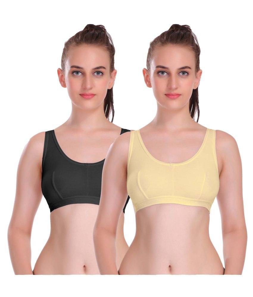 Eve's Beauty Multi Color Cotton Blend Solid Sports Bra Eve's Beauty Multi Color Cotton Blend Solid Sports Bra