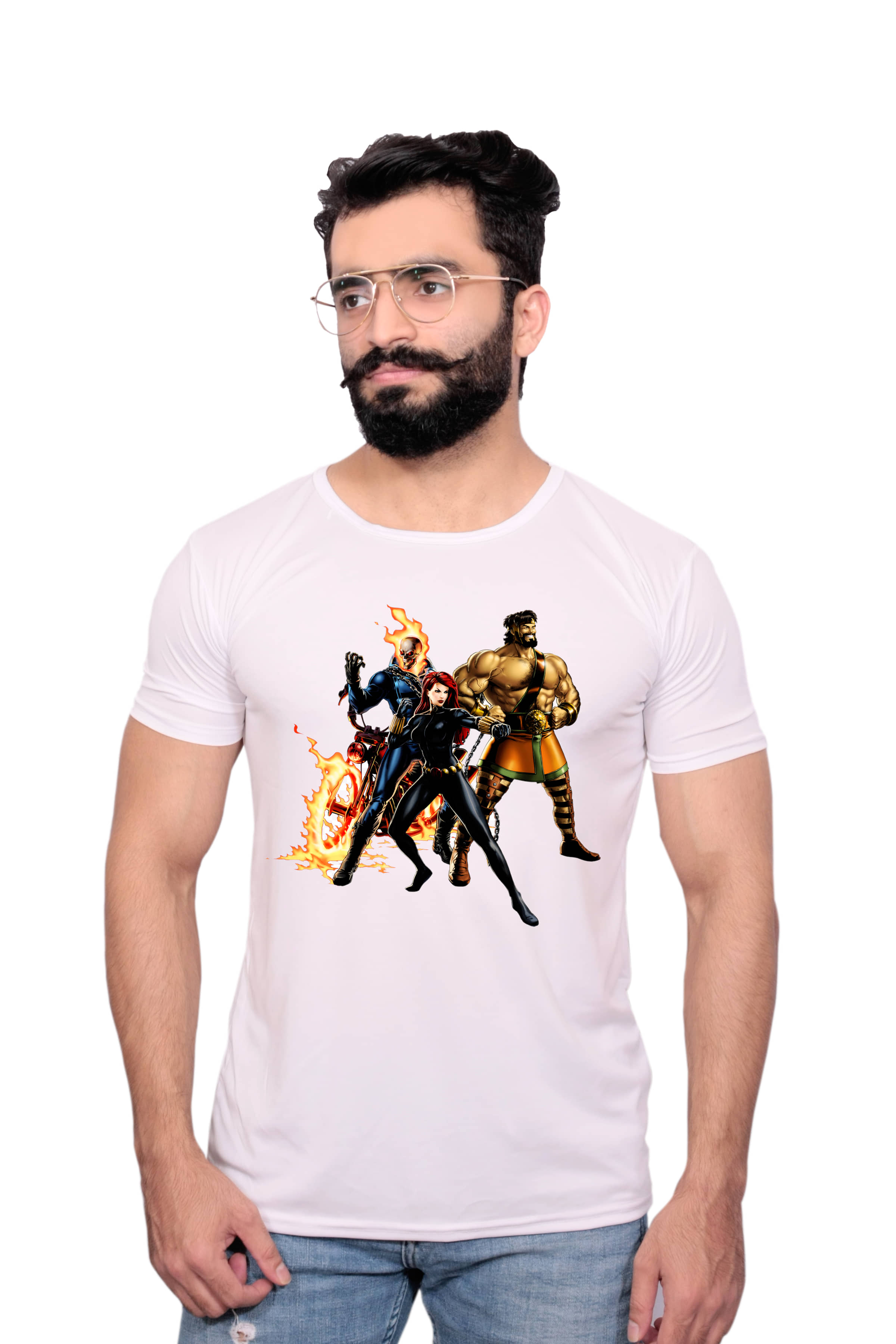 Nityanand Enterprises White Cotton Blend T-Shirt