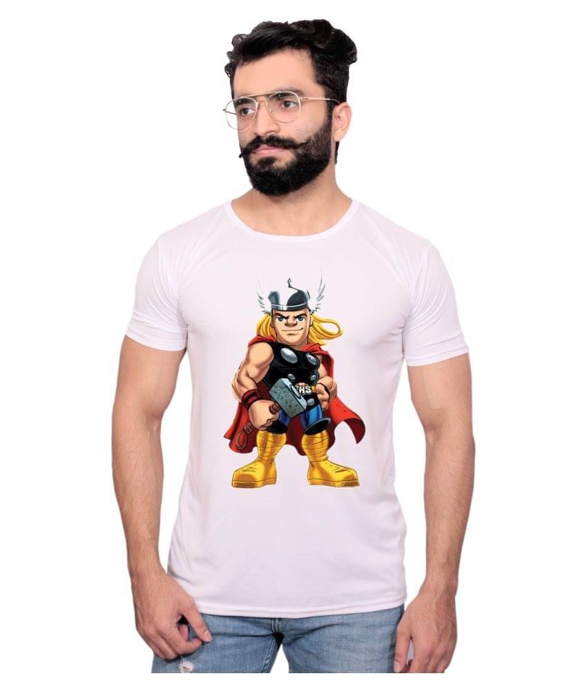     			Nityanand Enterprises White Cotton Blend T-Shirt