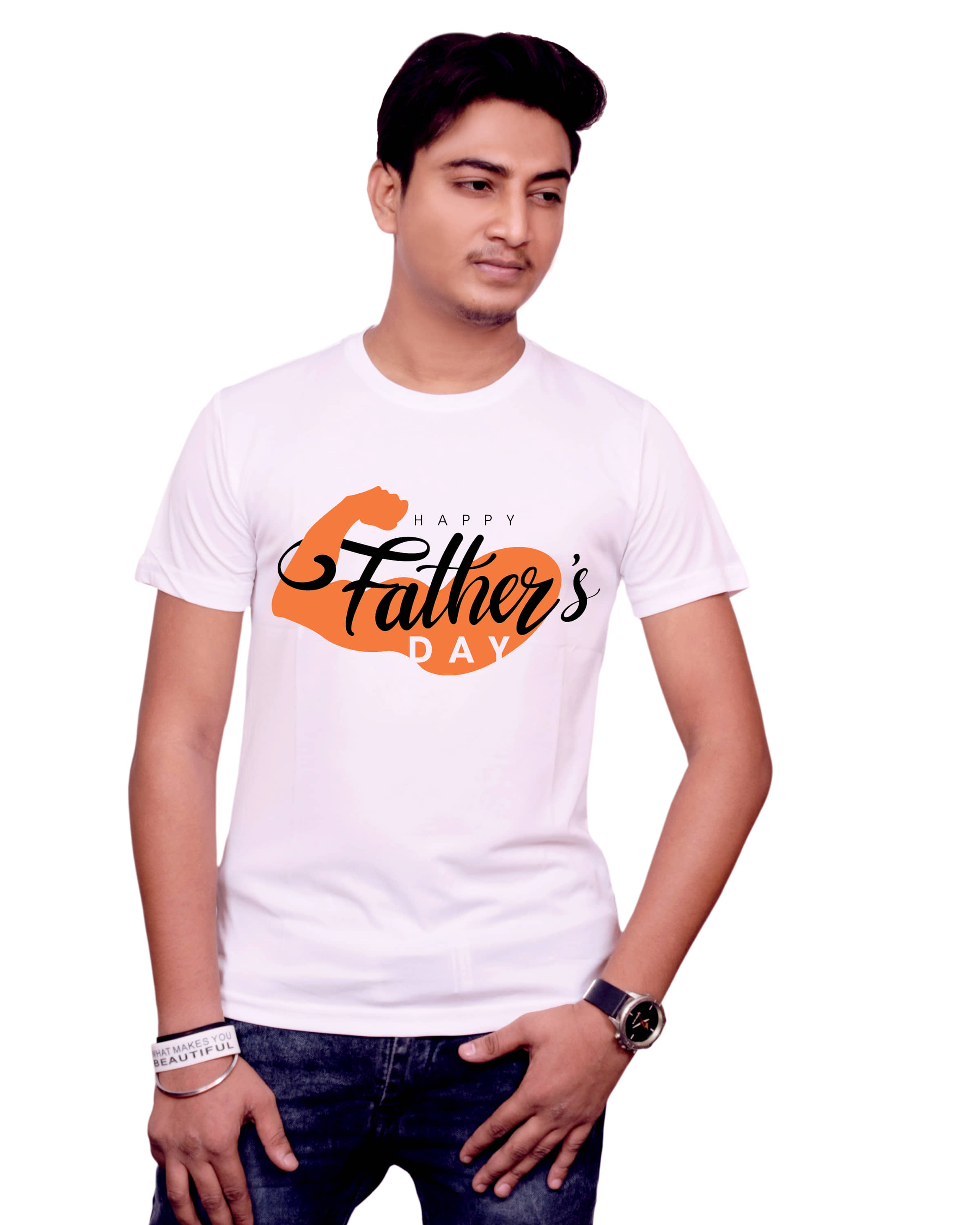 Nityanand Enterprises White Cotton Blend T-Shirt