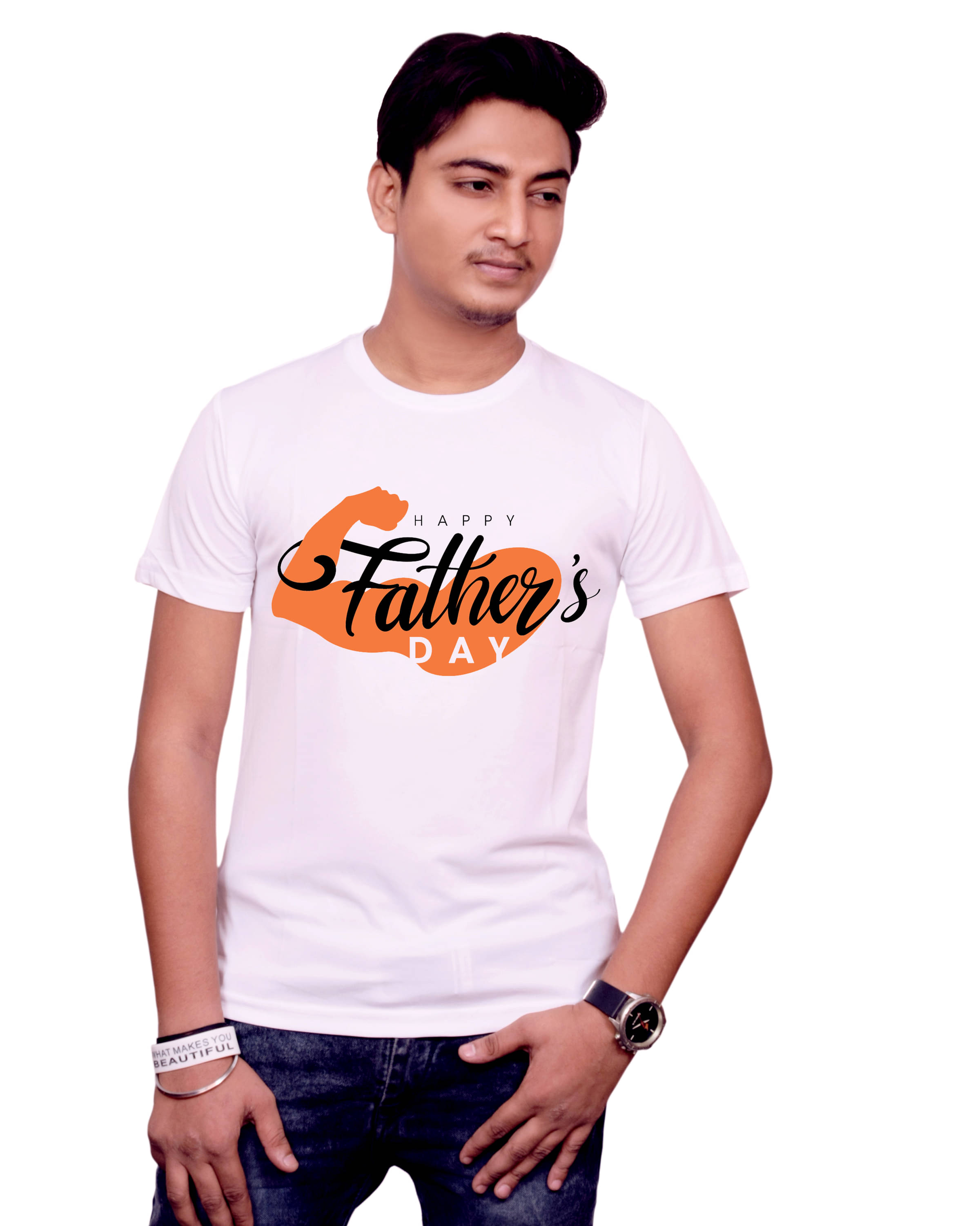 Nityanand Enterprises White Cotton Blend T-Shirt Nityanand Enterprises White Cotton Blend T-Shirt
