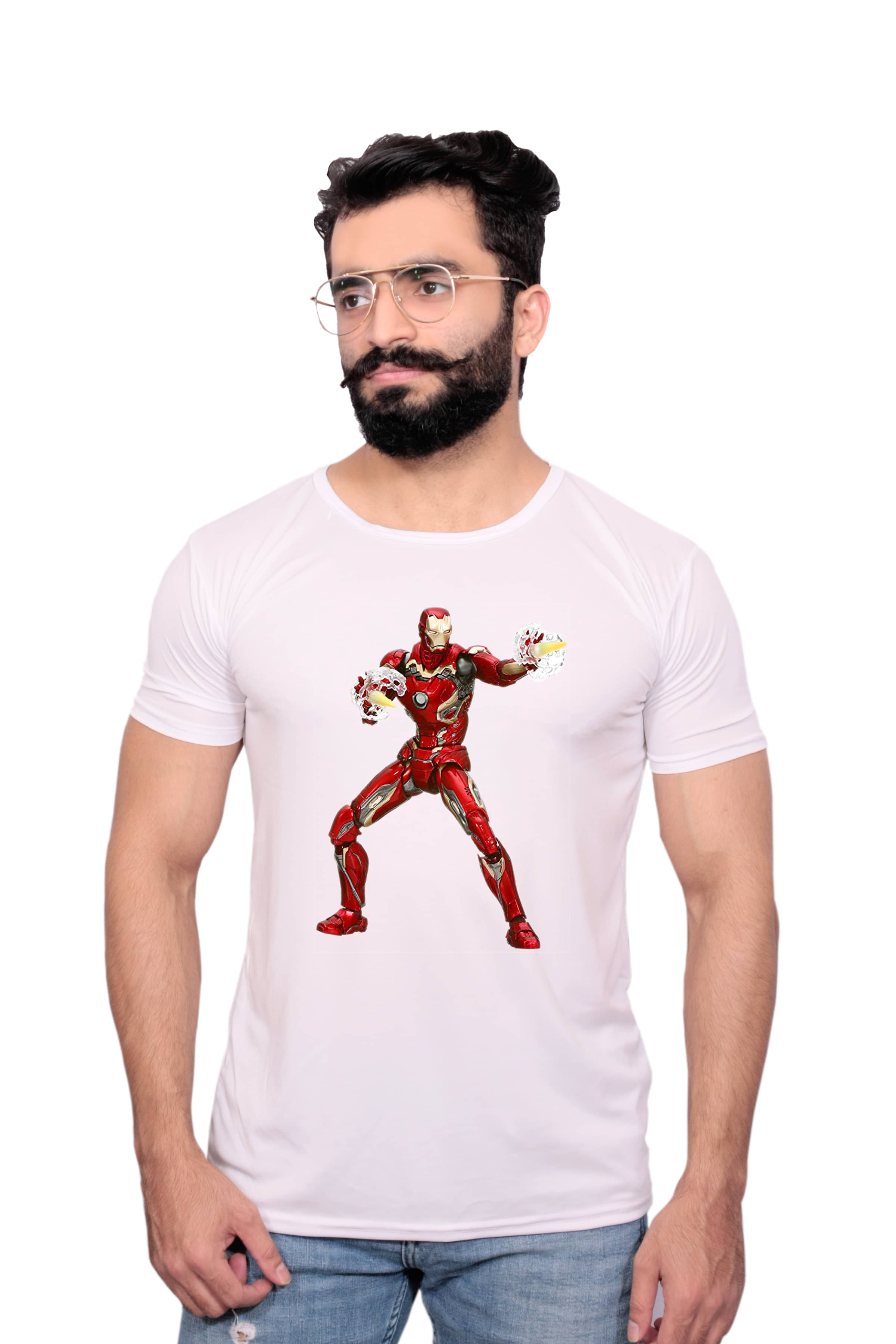 Nityanand Enterprises White Cotton Blend T-Shirt