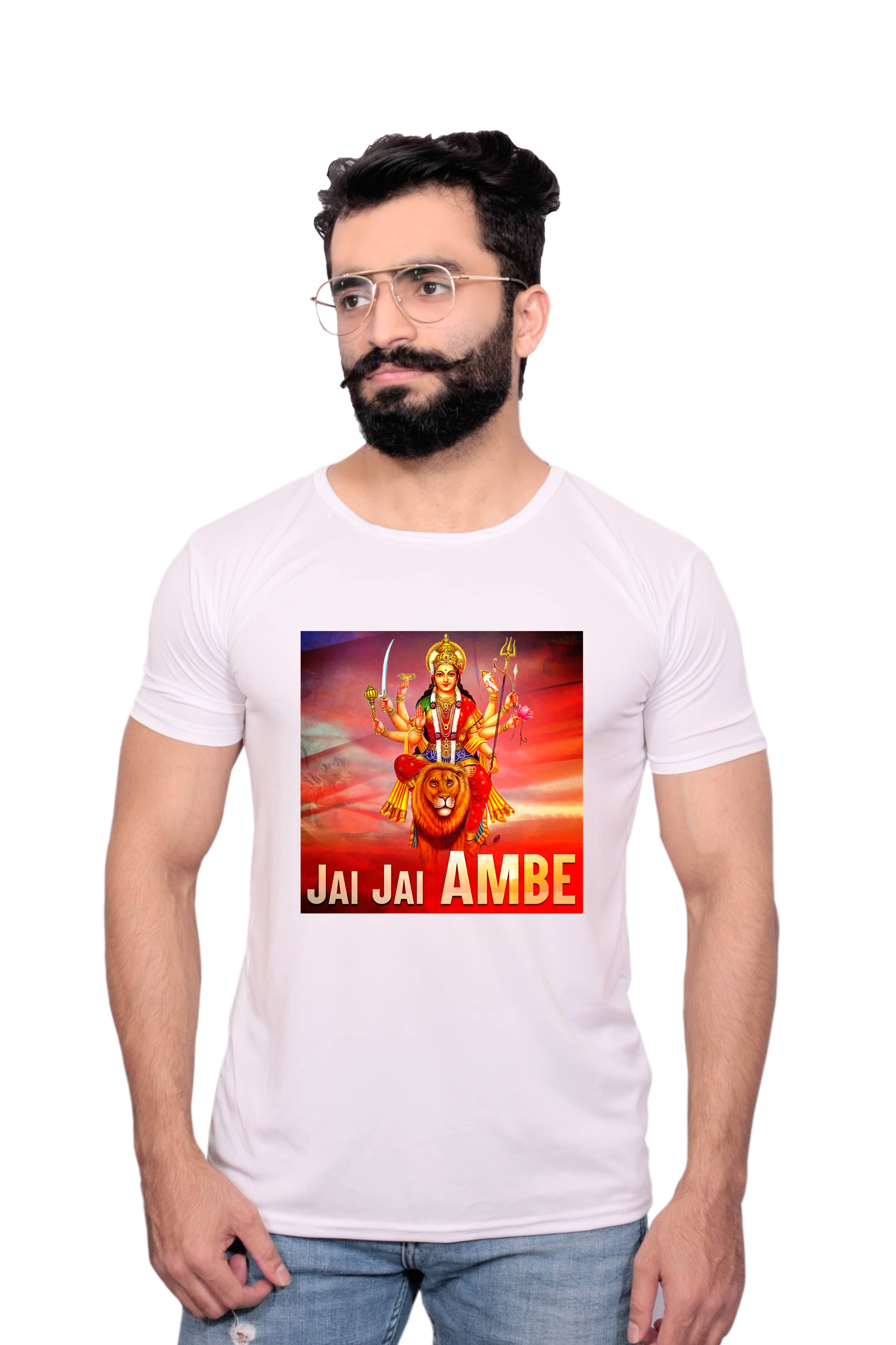 Nityanand Enterprises White Cotton Blend T-Shirt