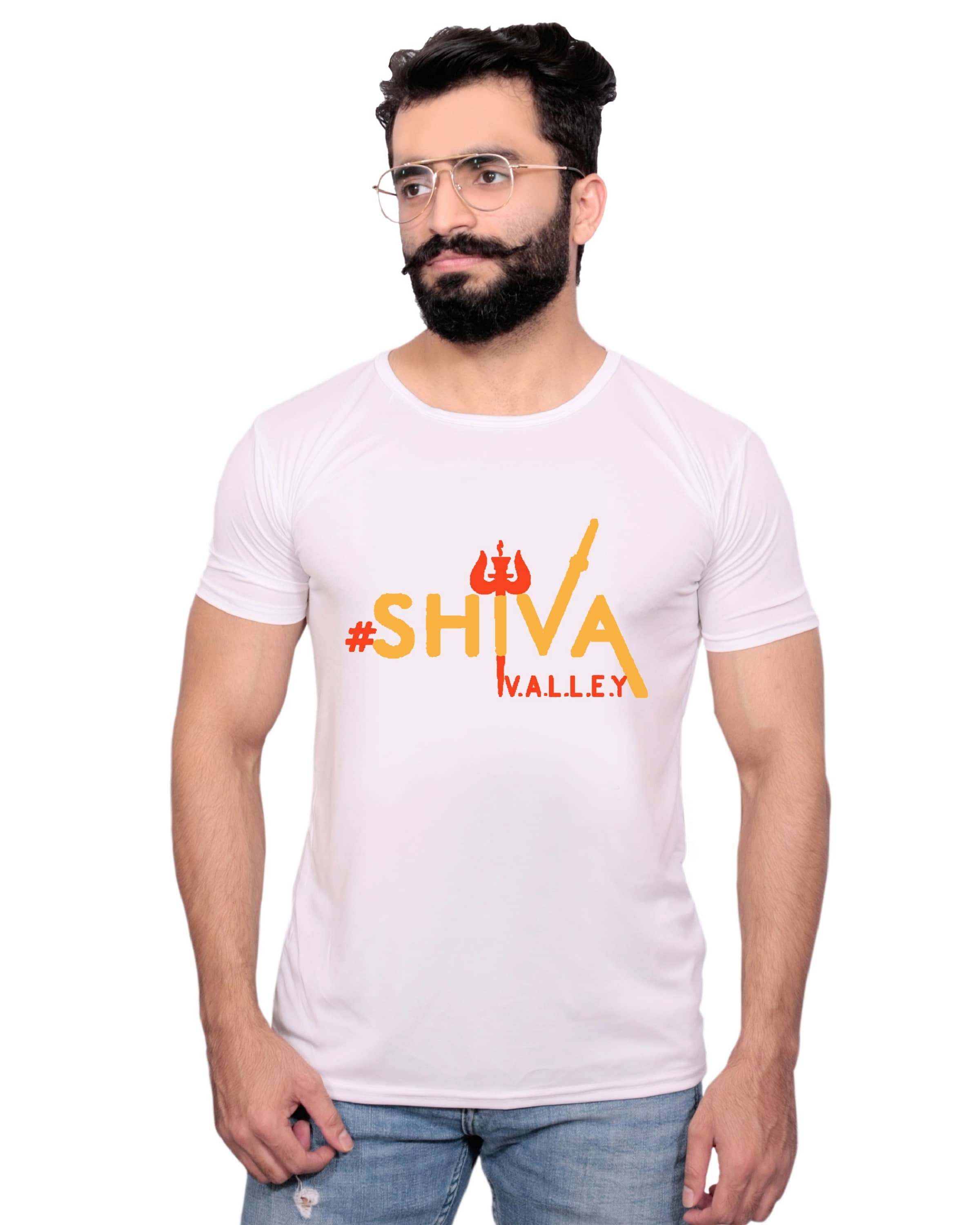 Nityanand Enterprises White Cotton Blend T-Shirt