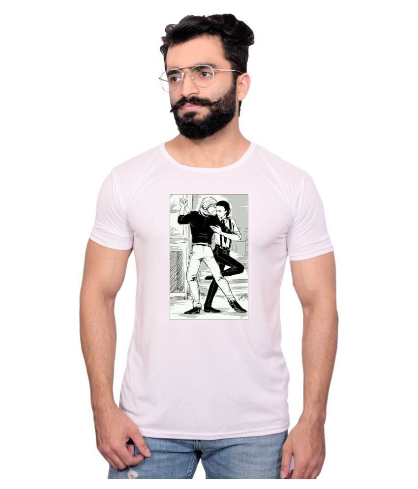     			Nityanand Enterprises White Cotton Blend T-Shirt