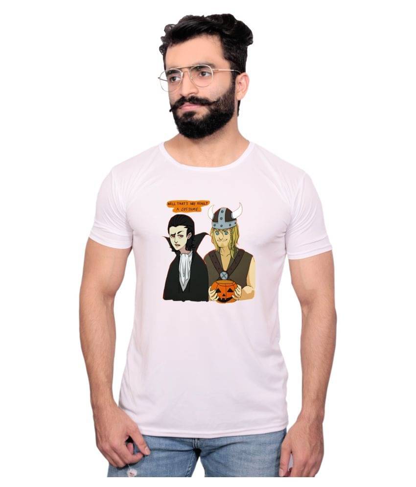     			Nityanand Enterprises White Cotton Blend T-Shirt