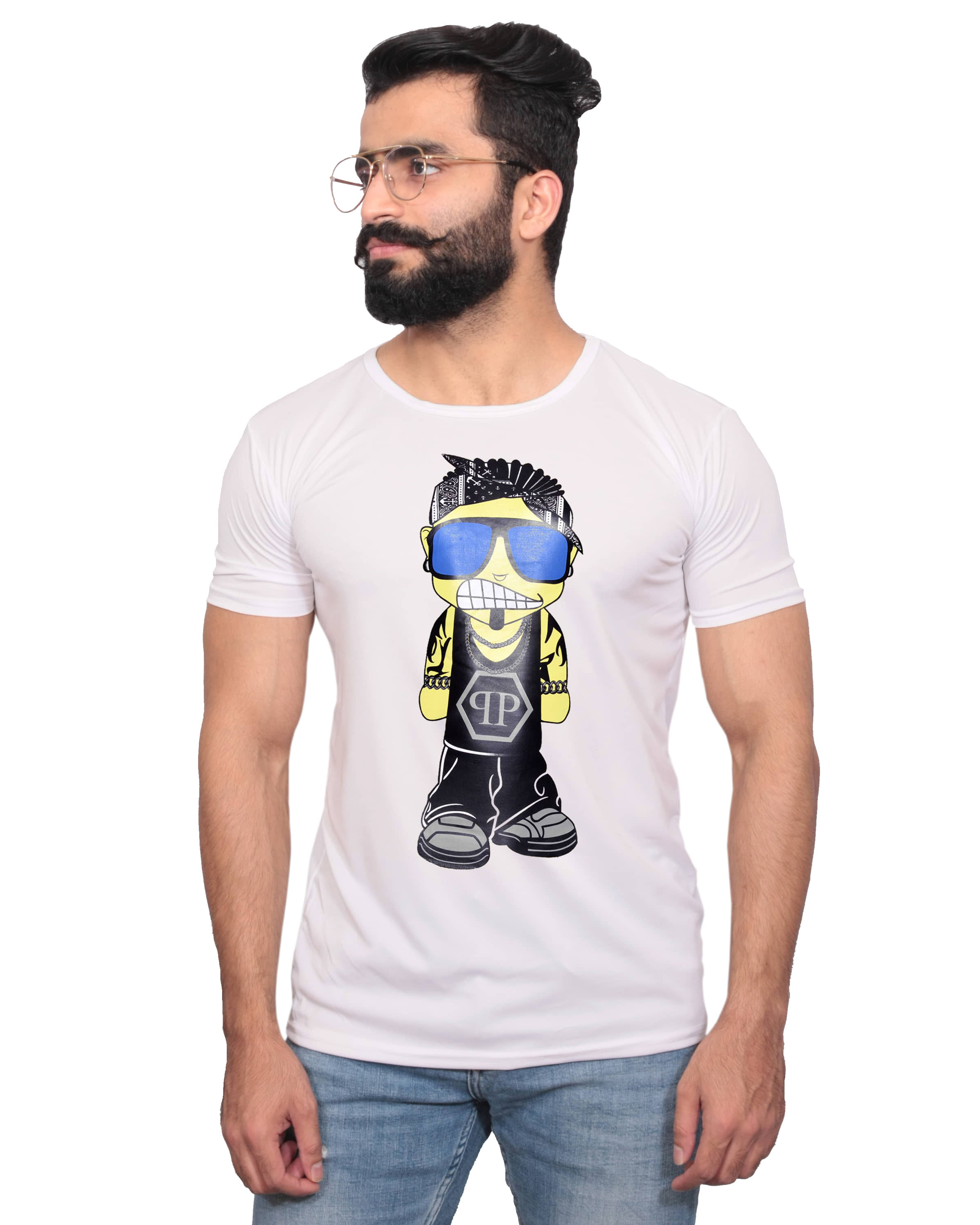 Nityanand Enterprises White Cotton Blend T-Shirt