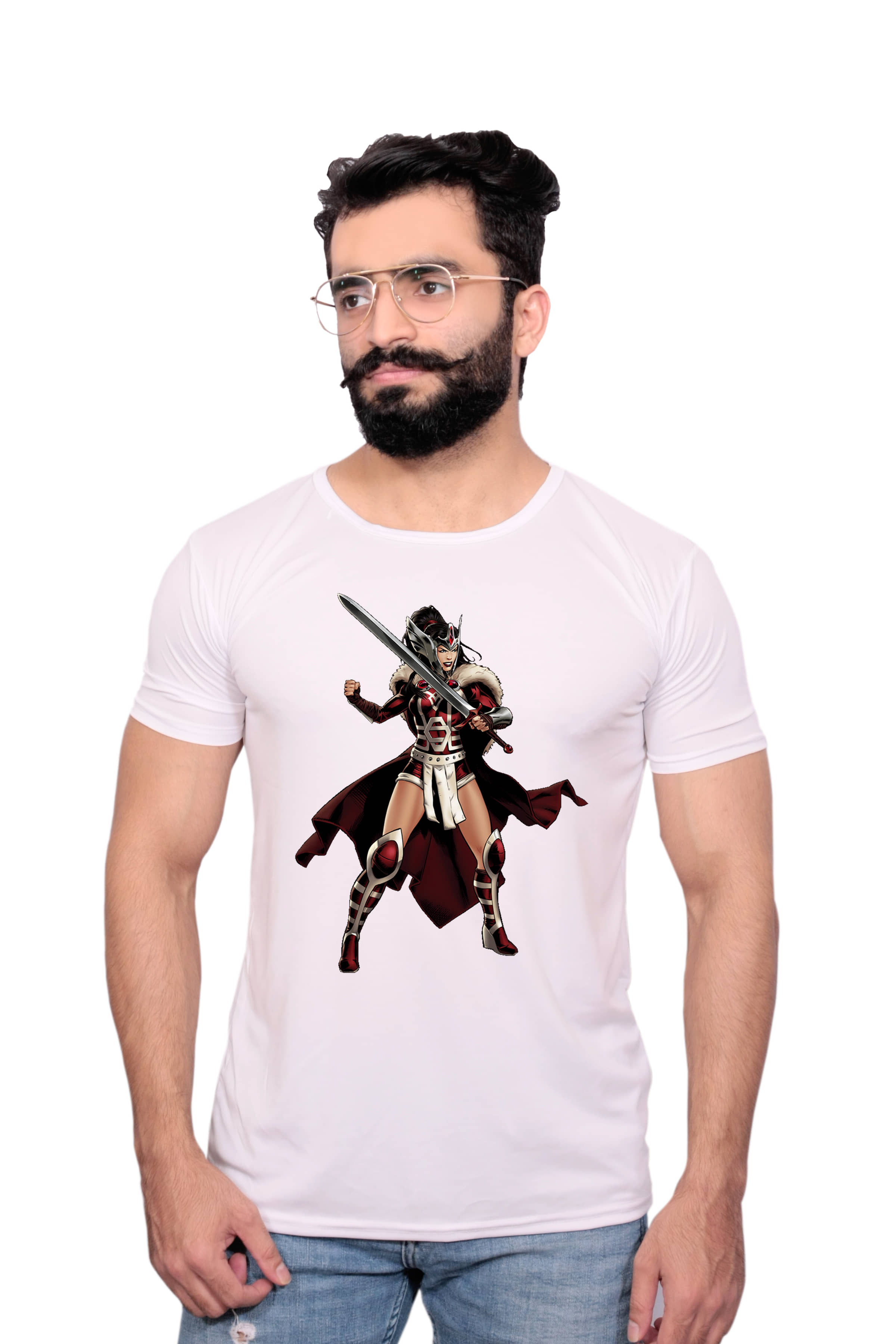 Nityanand Enterprises White Cotton Blend T-Shirt
