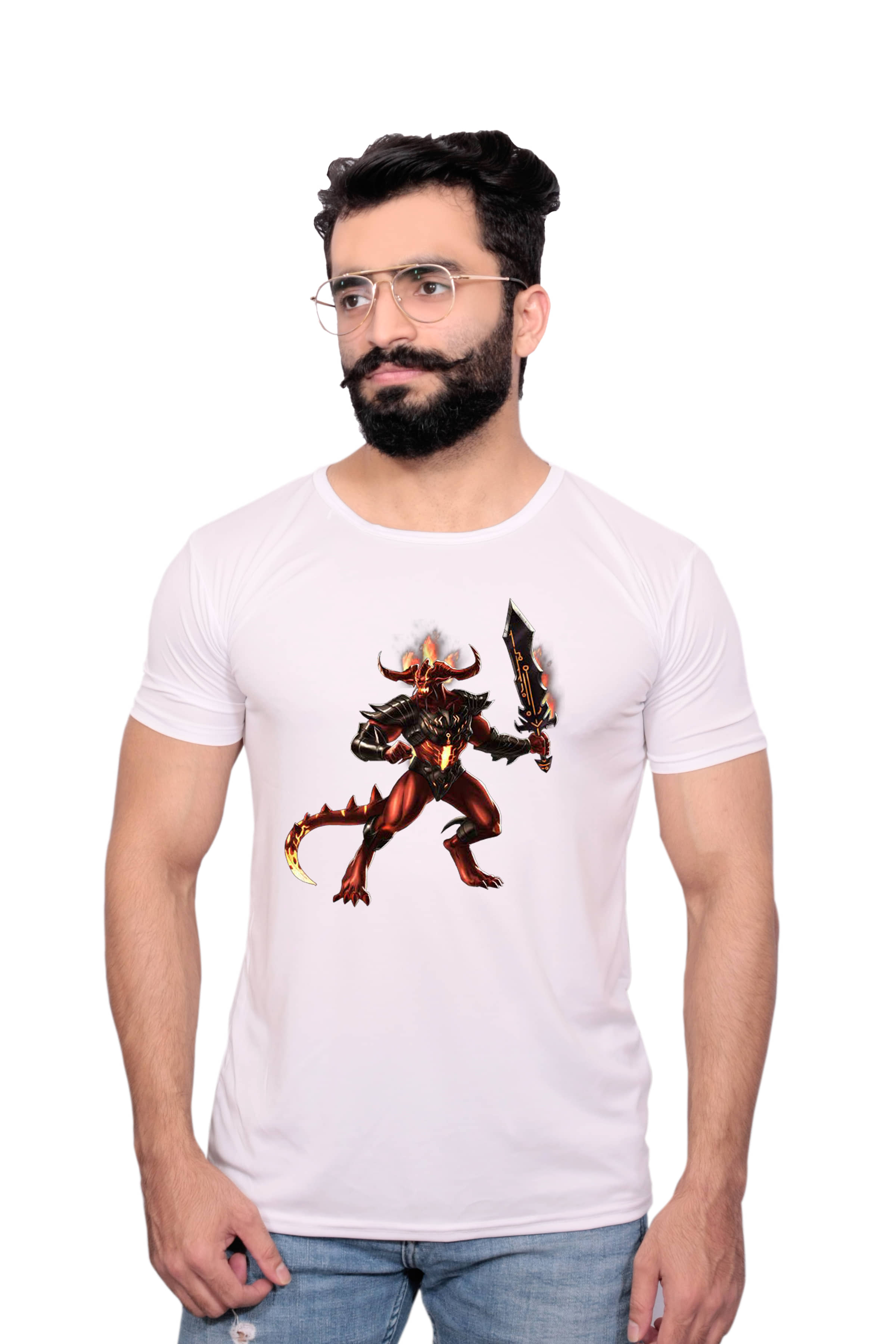 Nityanand Enterprises White Cotton Blend T-Shirt