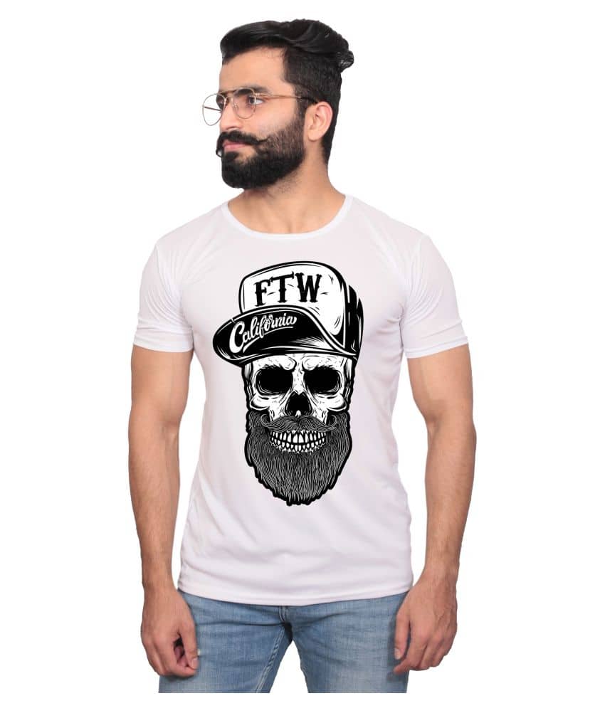 Nityanand Enterprises White Cotton Blend T-Shirt