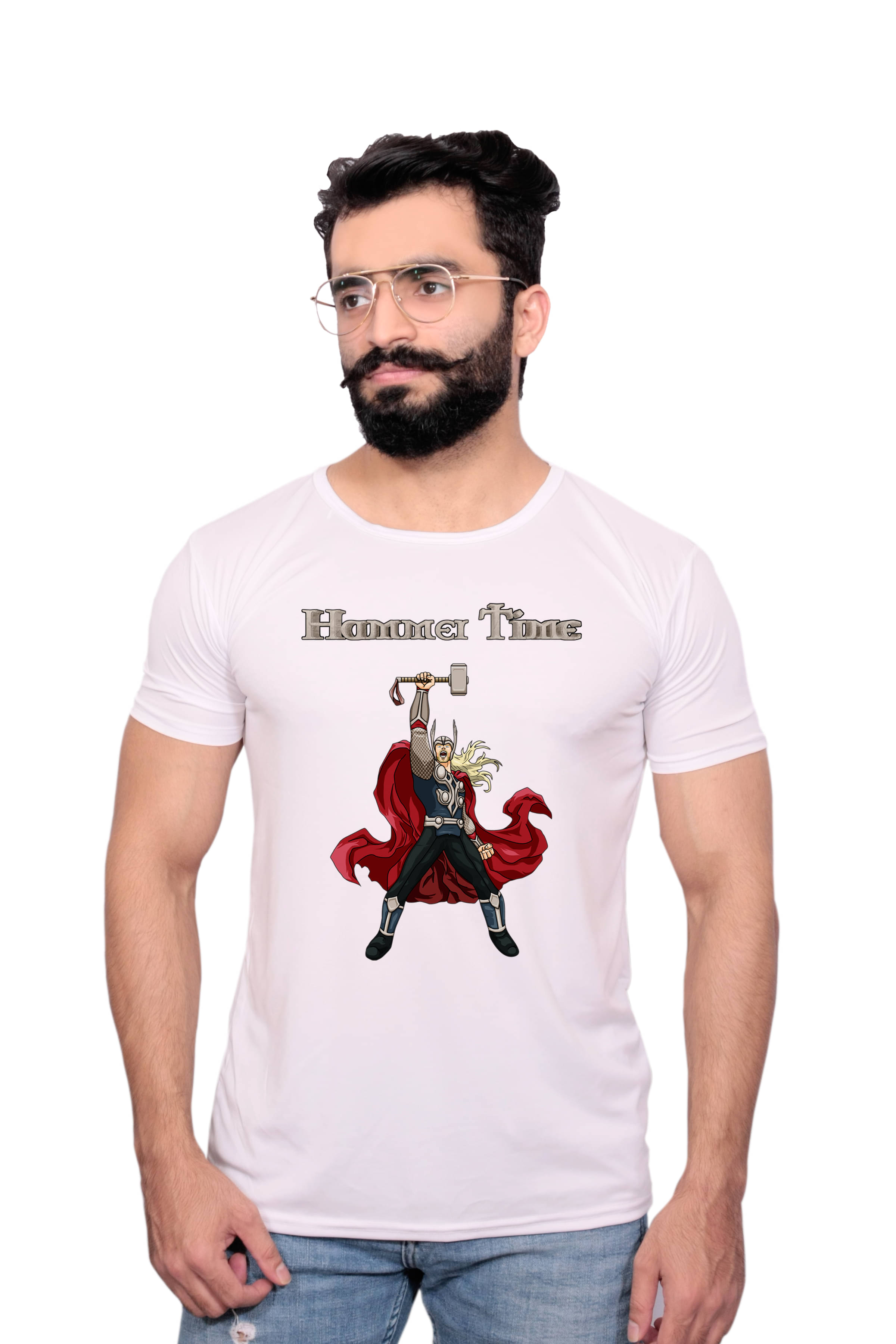     			Nityanand Enterprises White Cotton Blend T-Shirt